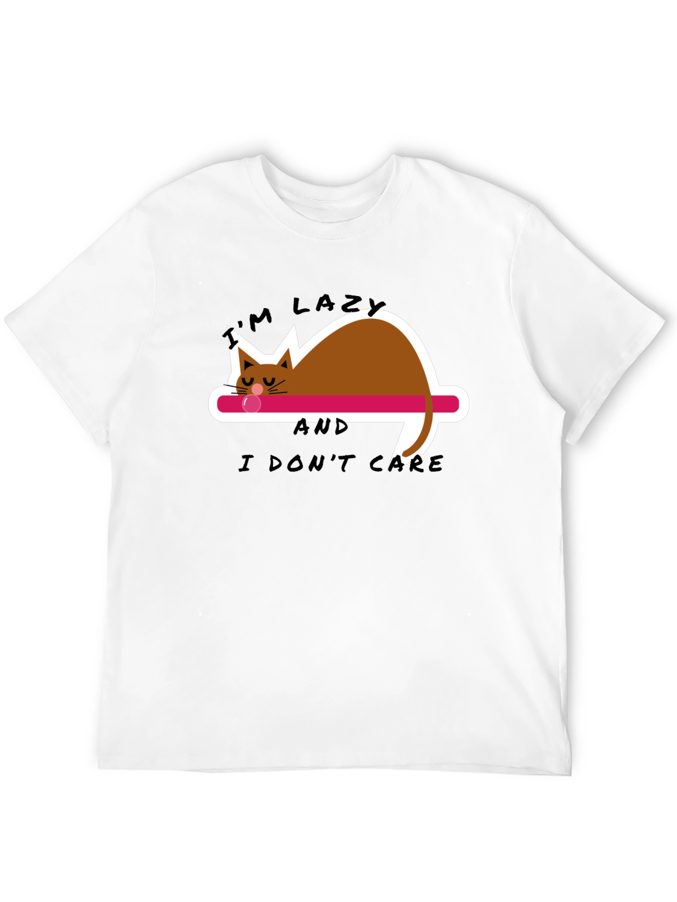 Lazy Cat Graphic Tee - Black Cotton Comfort