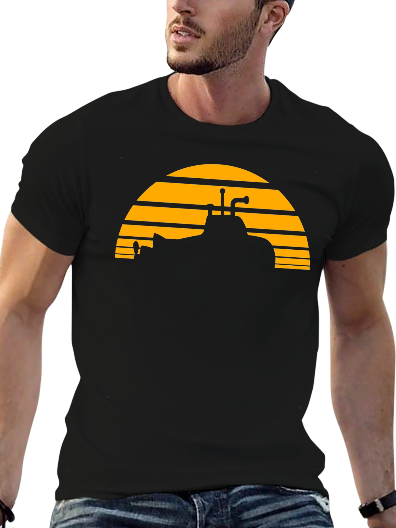 Sunset Submarine Black T-Shirt - Unique Graphic Tee