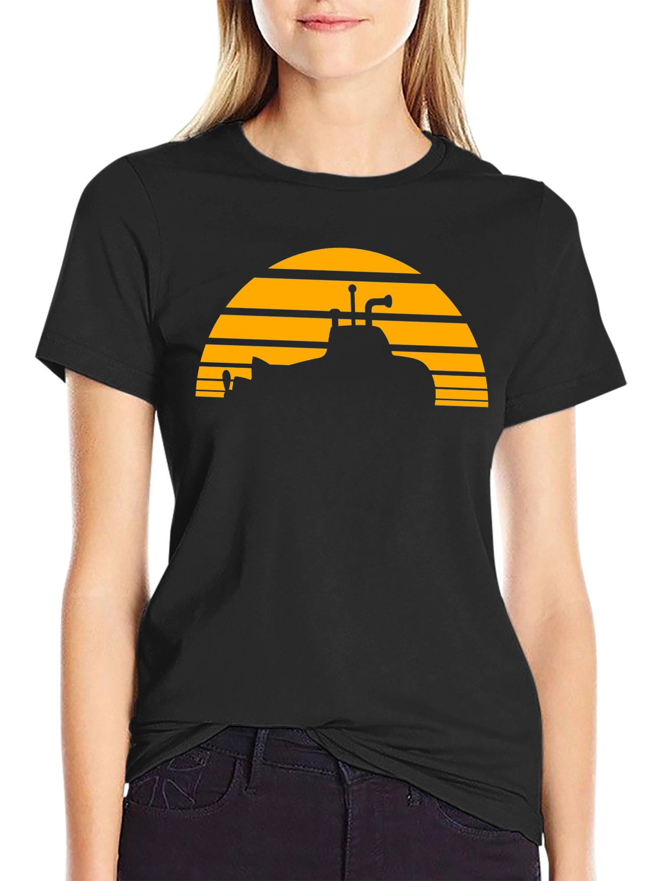 Sunset Submarine Black T-Shirt - Unique Graphic Tee