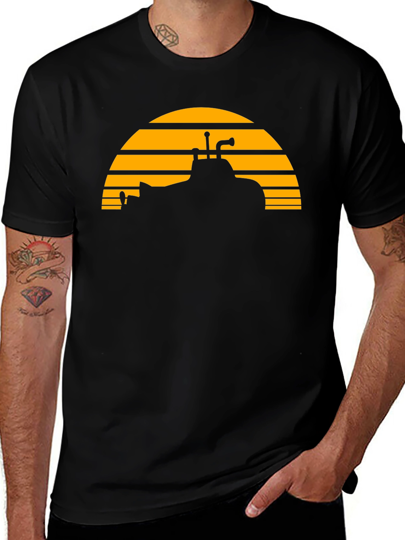 Sunset Submarine Black T-Shirt - Unique Graphic Tee