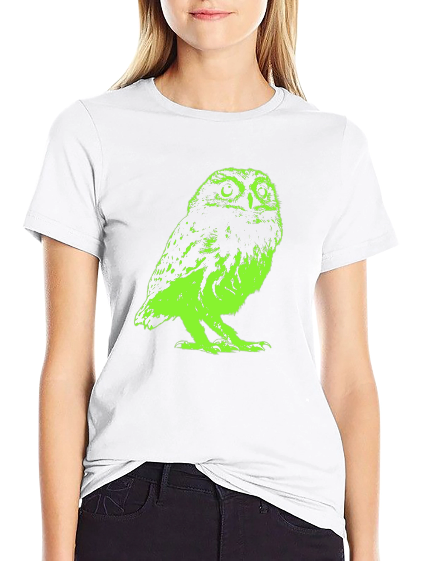 Green Owl Graphic T-Shirt - Cool Bird Tee