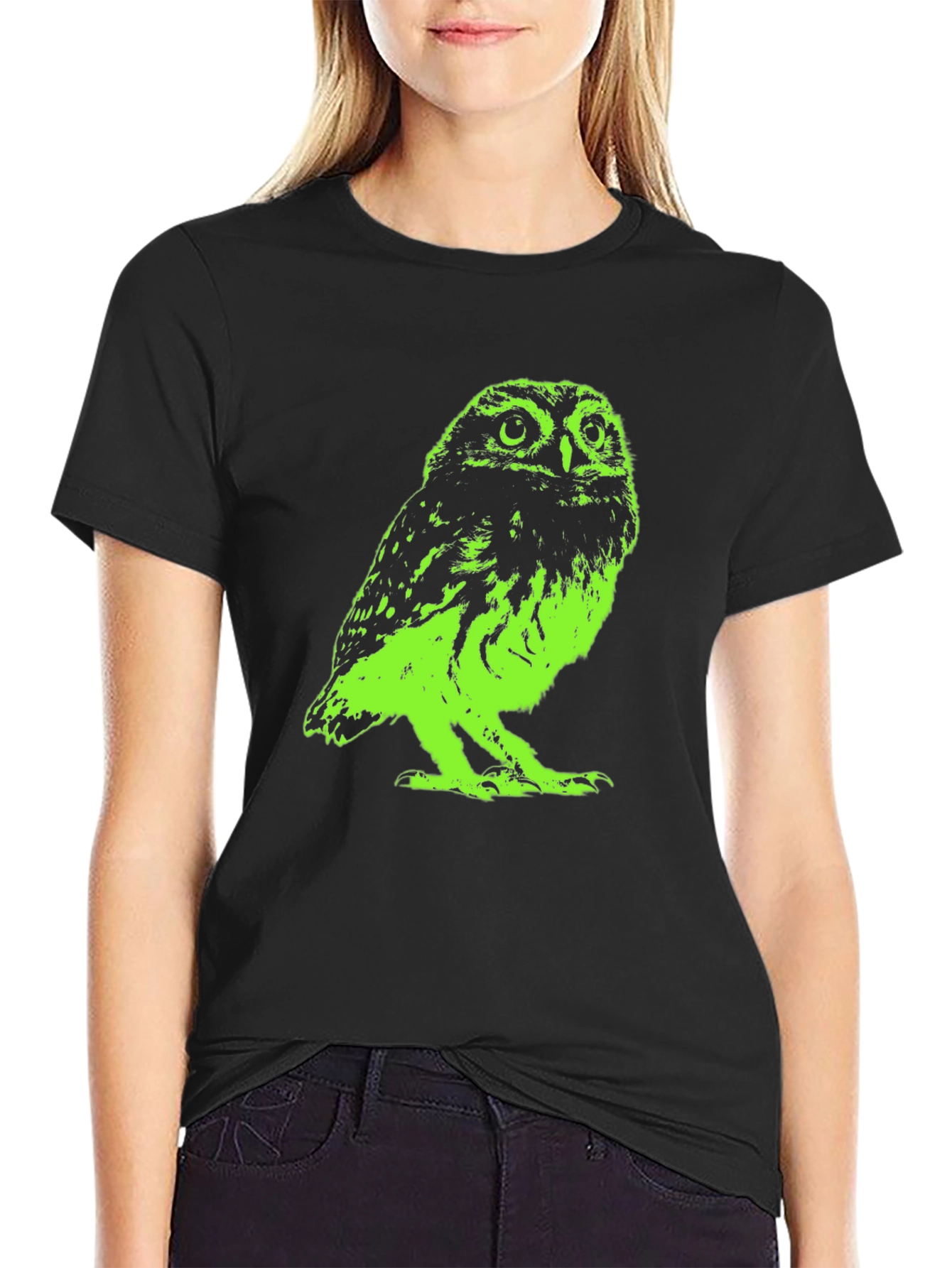 Green Owl Graphic T-Shirt - Cool Bird Tee