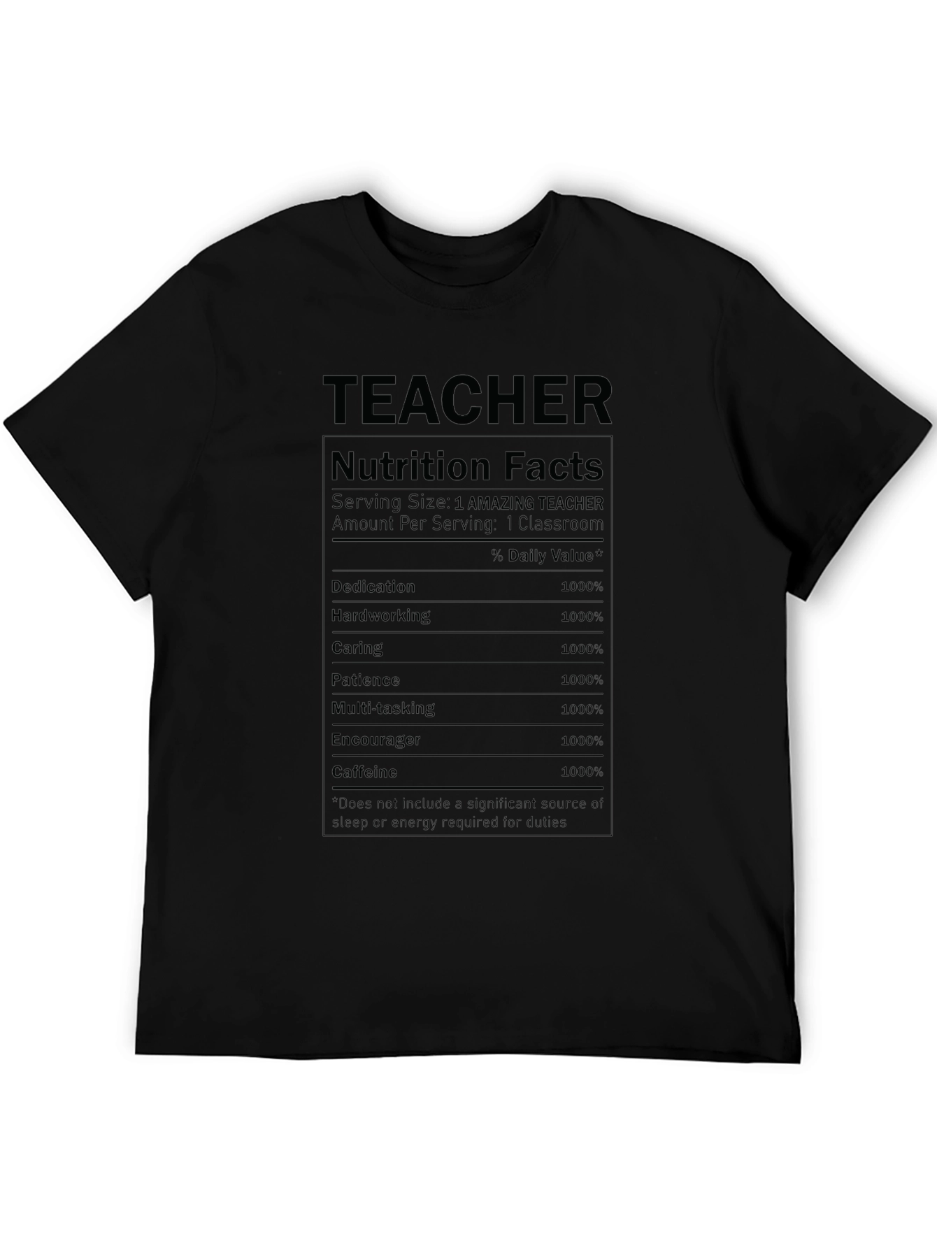 Teacher Nutrition Facts Graphic T-Shirt