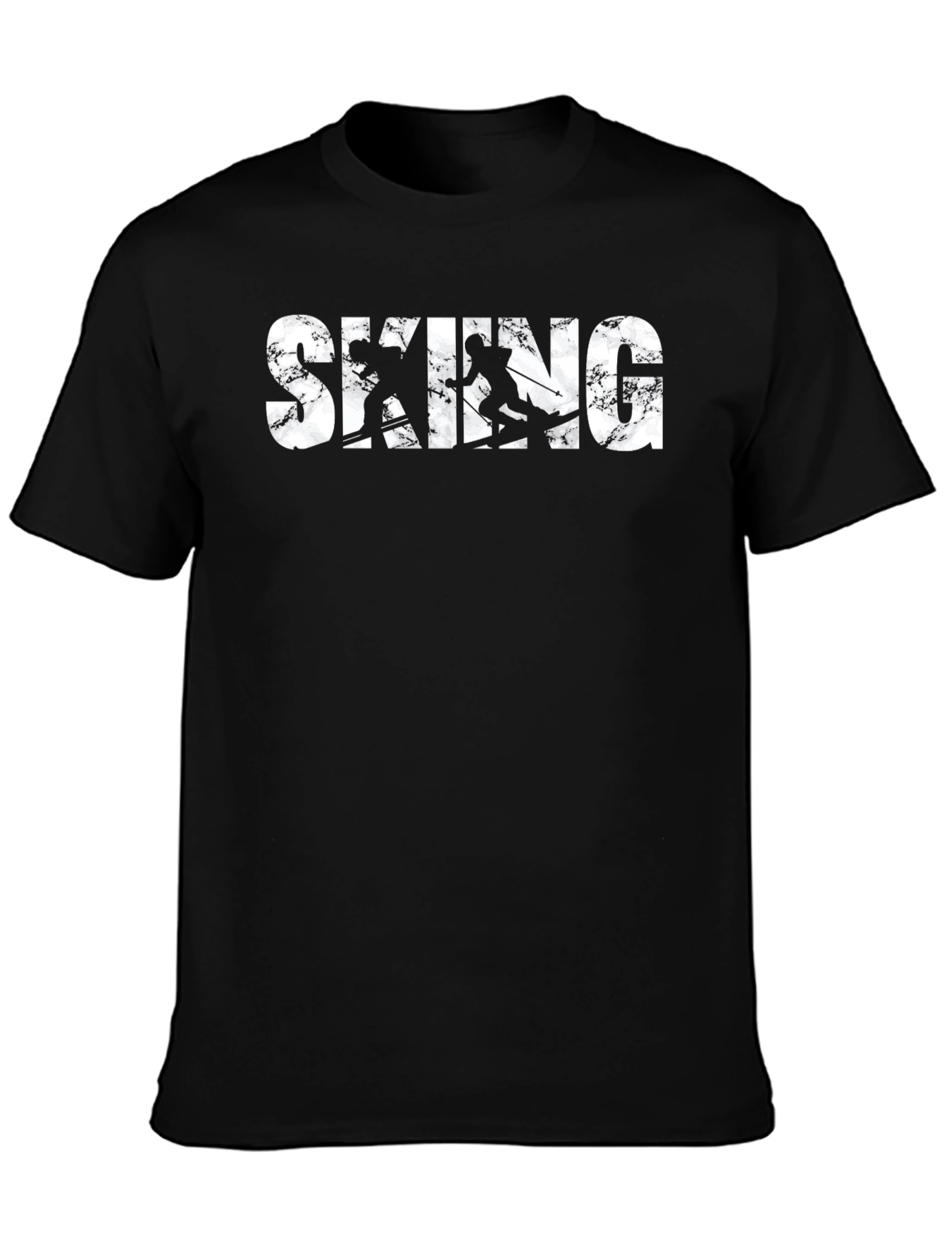 Skiing Graphic Black T-Shirt for Men