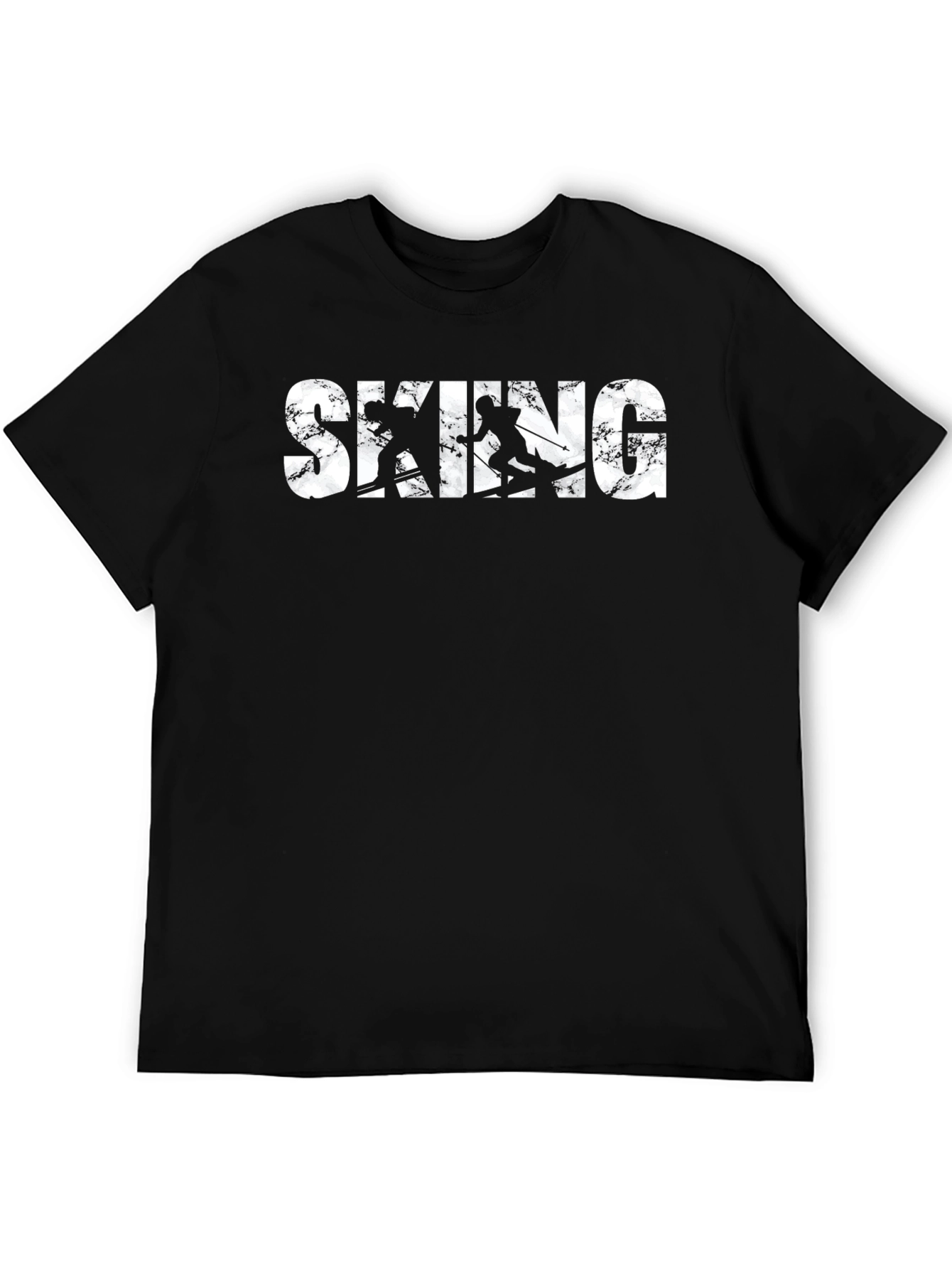 Skiing Graphic Black T-Shirt for Men