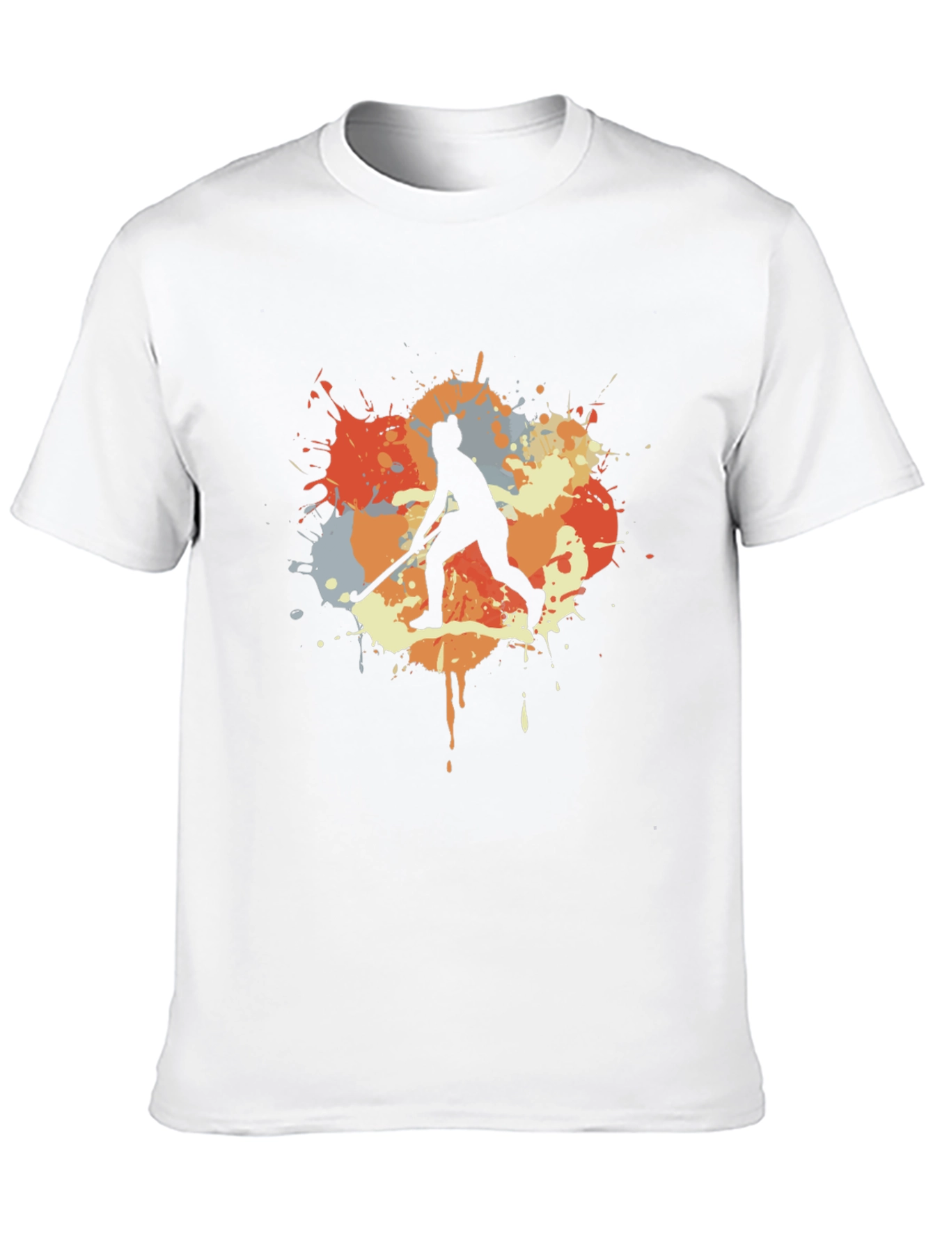 Hockey Player Paint Splatter Graphic T-Shirt