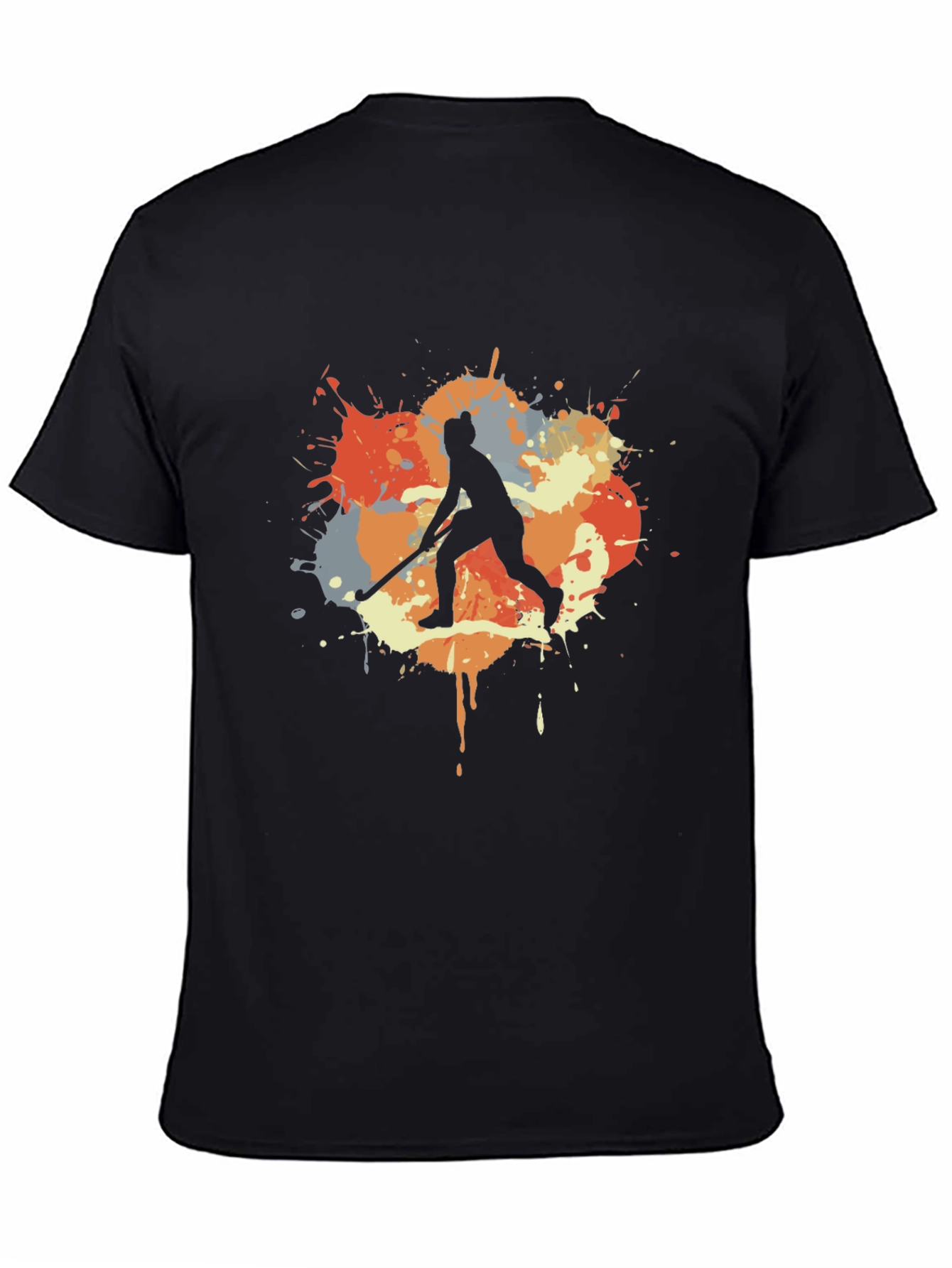 Hockey Player Paint Splatter Graphic T-Shirt