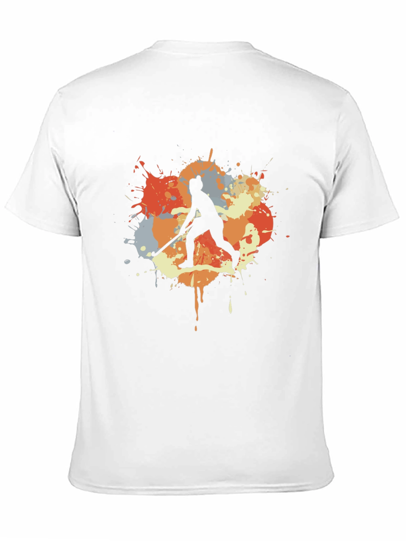 Hockey Player Paint Splatter Graphic T-Shirt
