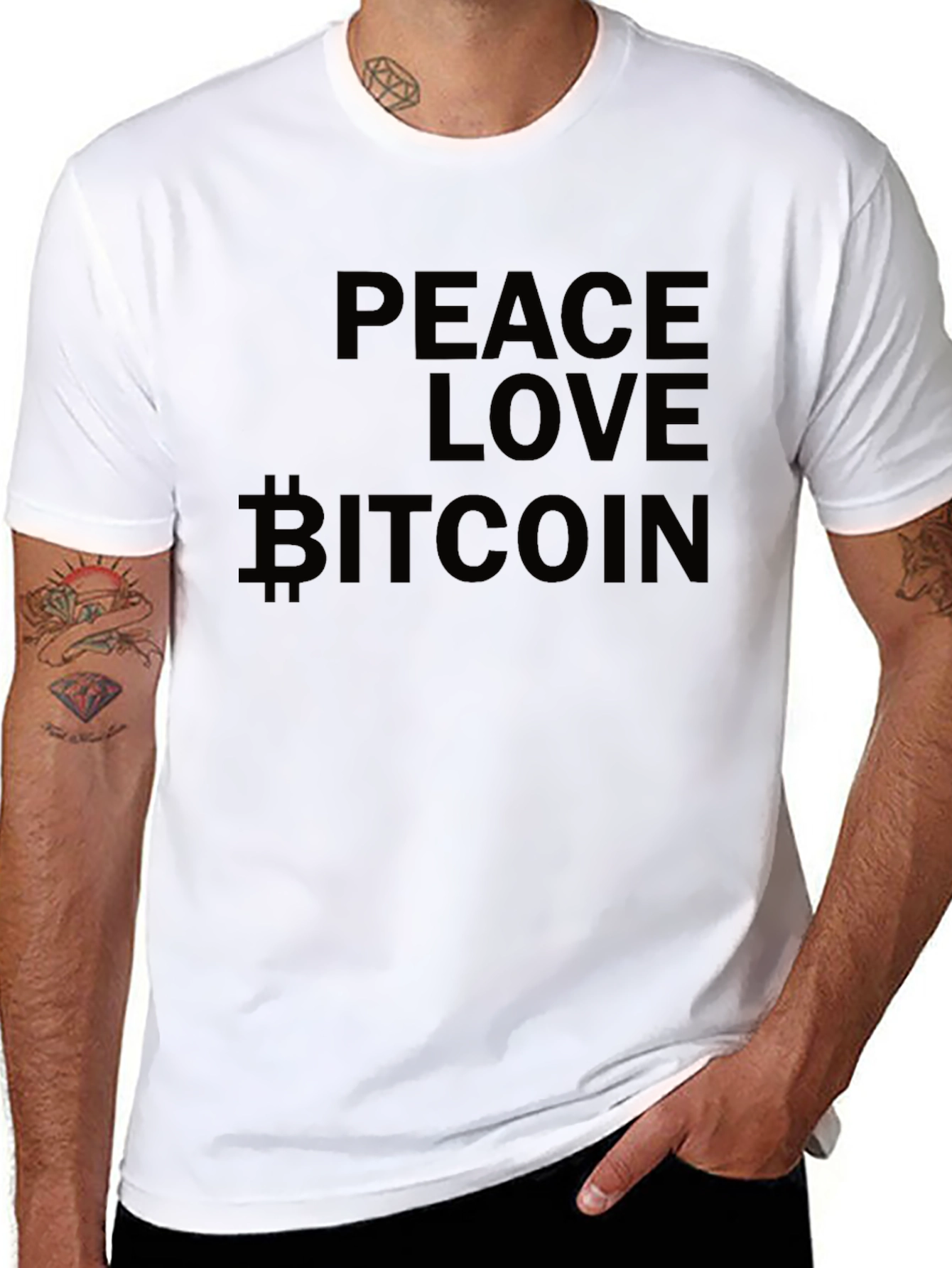 Peace Love Bitcoin Black T-Shirt