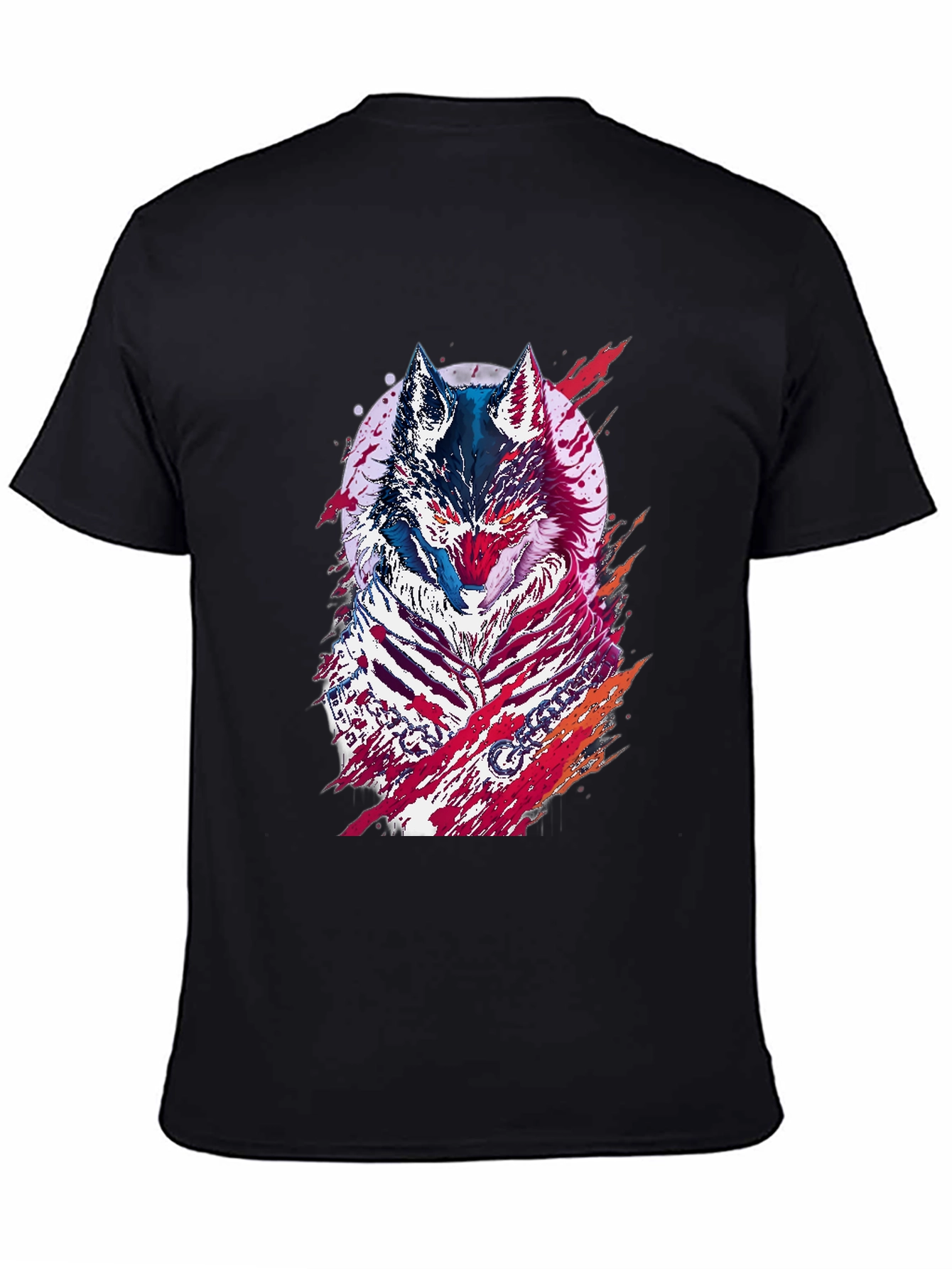 Wolf Graphic Print Black T-Shirt