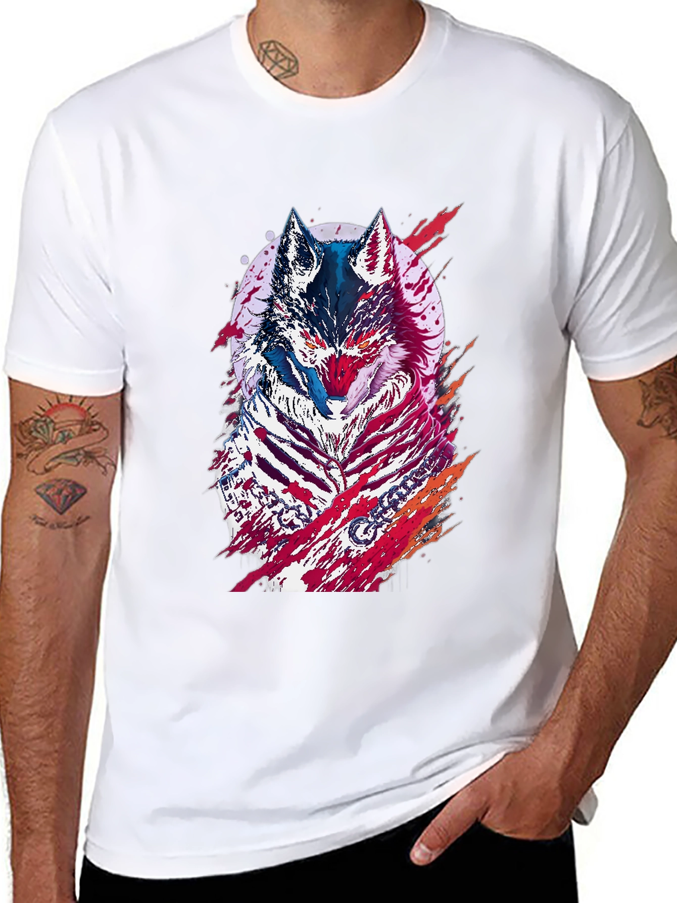 Wolf Graphic Print Black T-Shirt