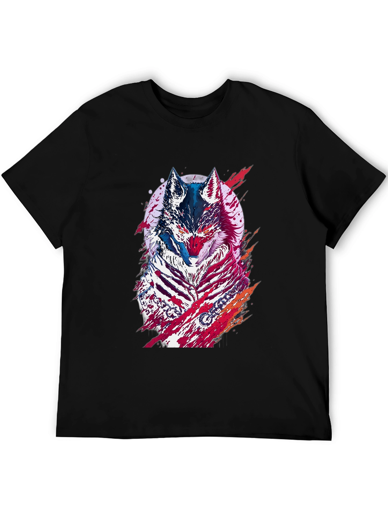 Wolf Graphic Print Black T-Shirt
