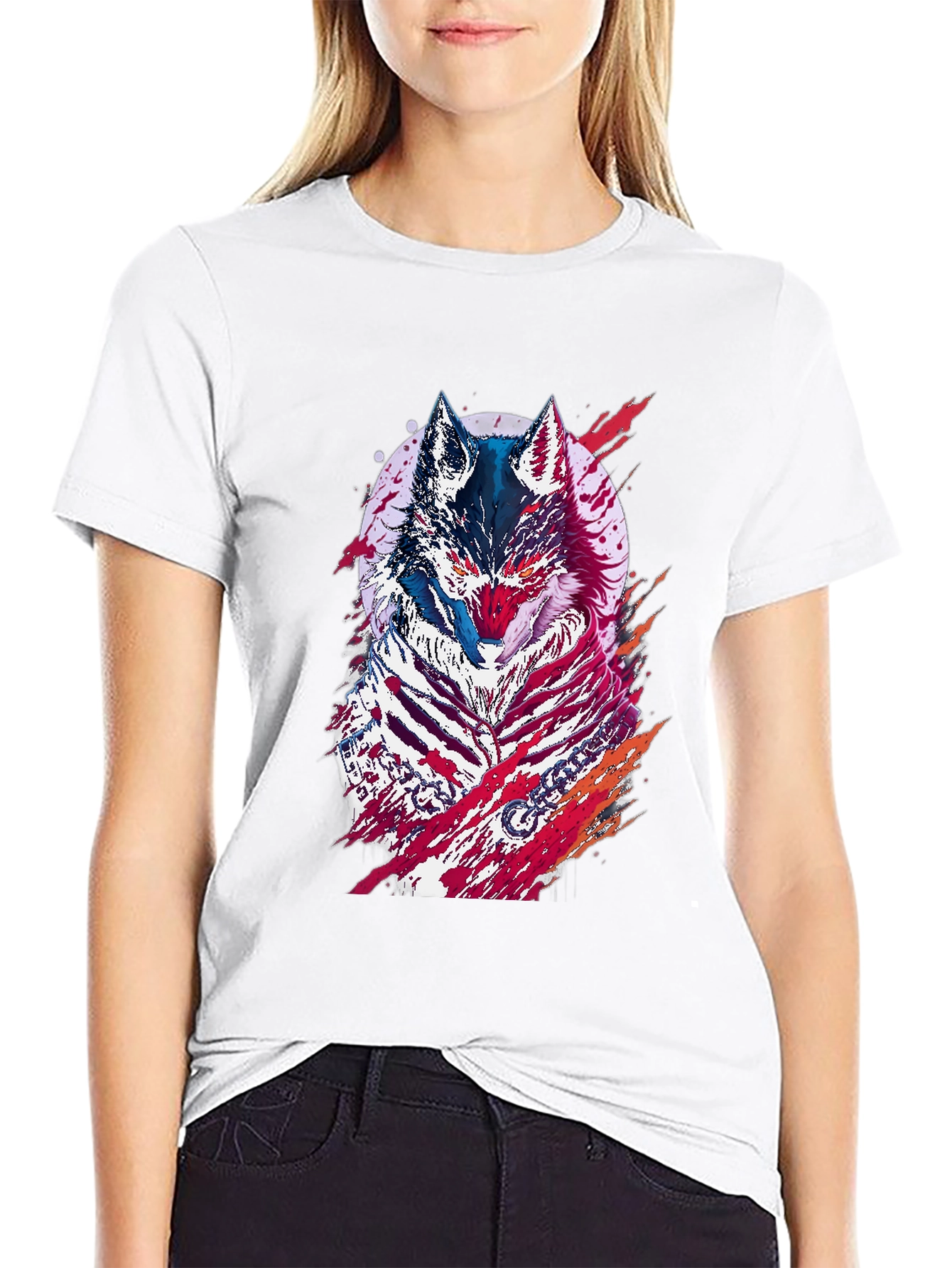 Wolf Graphic Print Black T-Shirt