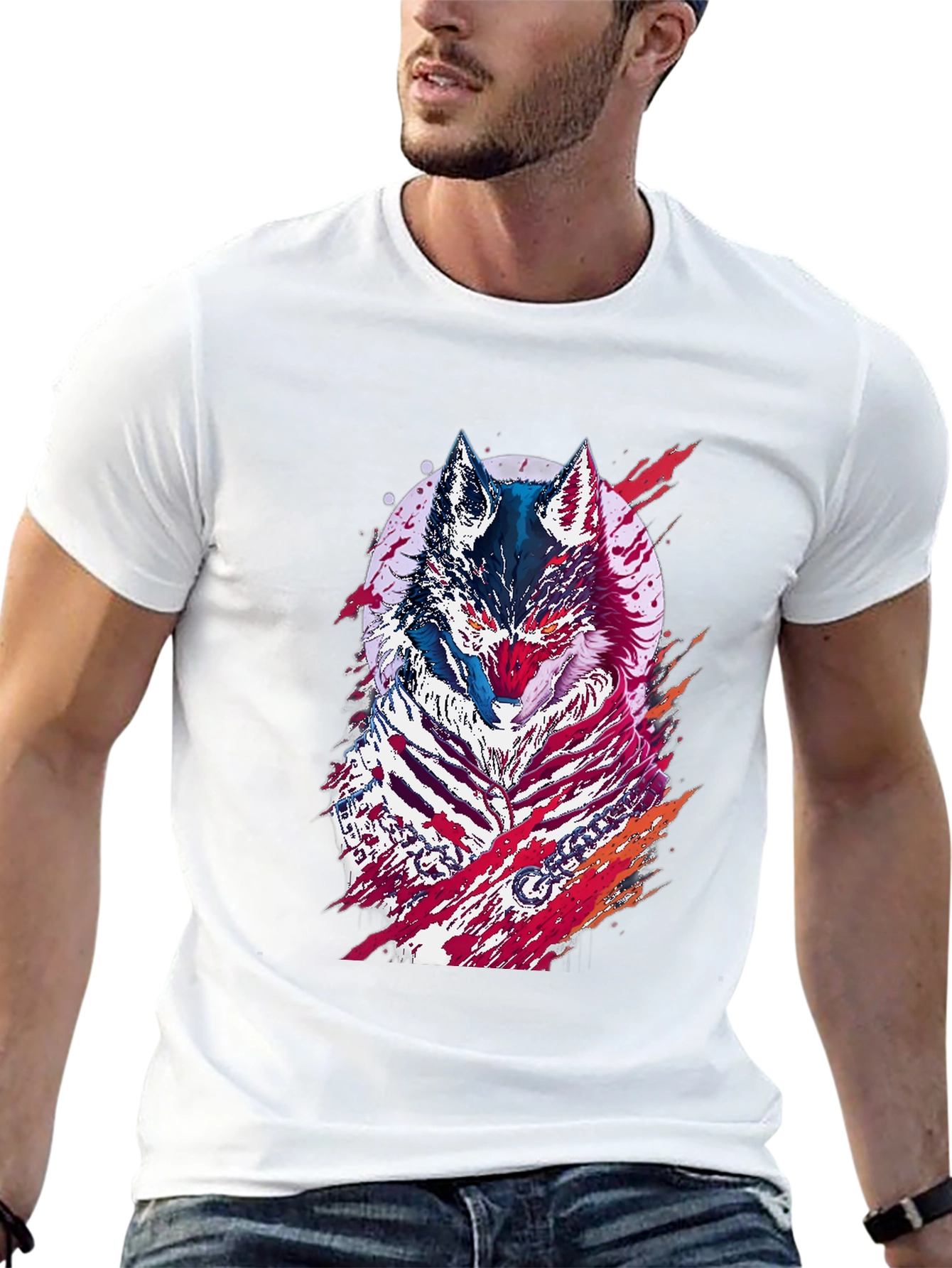 Wolf Graphic Print Black T-Shirt