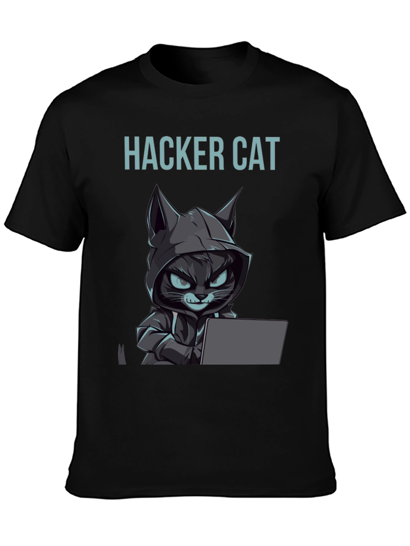 Hacker Cat Graphic Tee - Coding Kitten T-Shirt