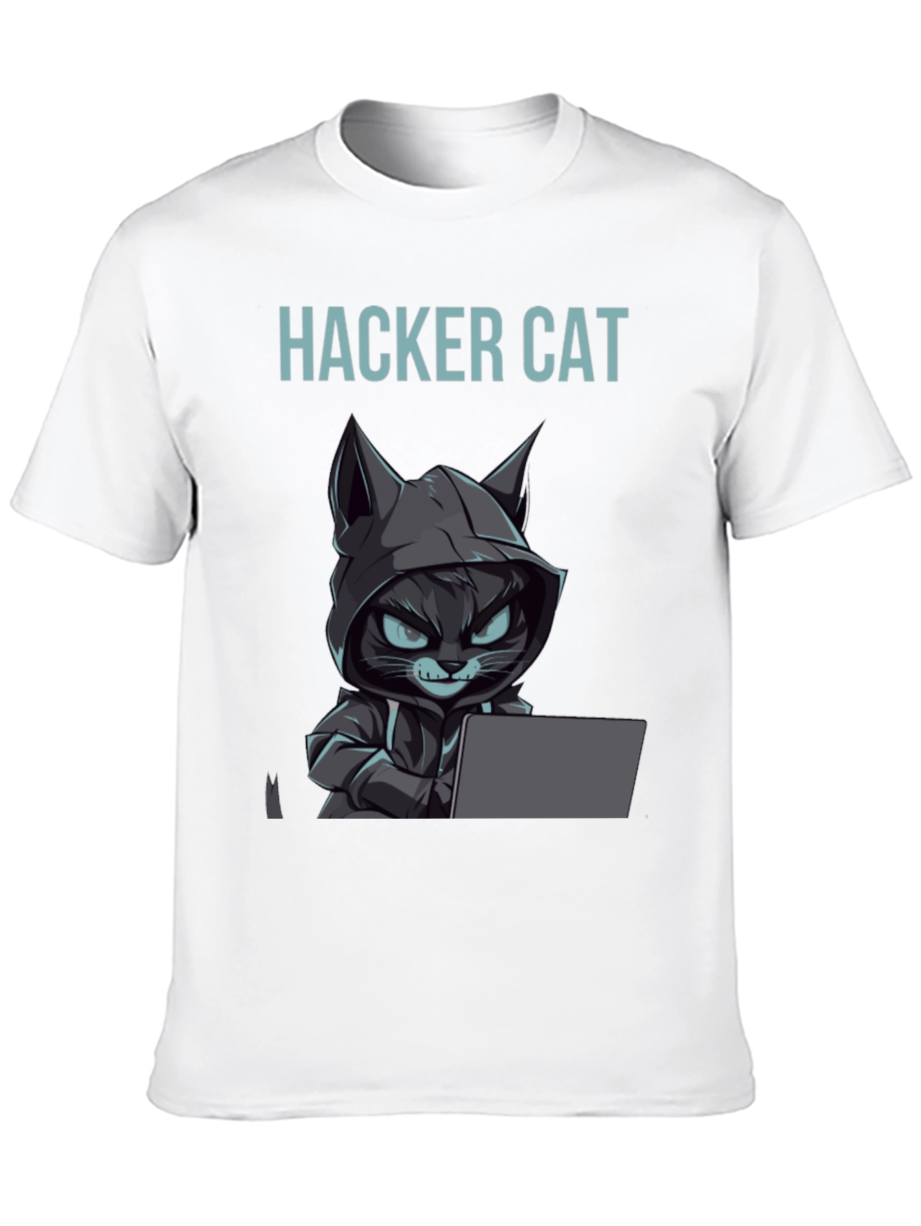 Hacker Cat Graphic Tee - Coding Kitten T-Shirt