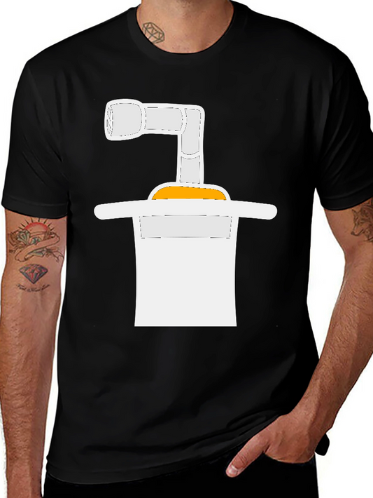 Abstract Graphic Tee - Black Cotton Blend Casual T-Shirt