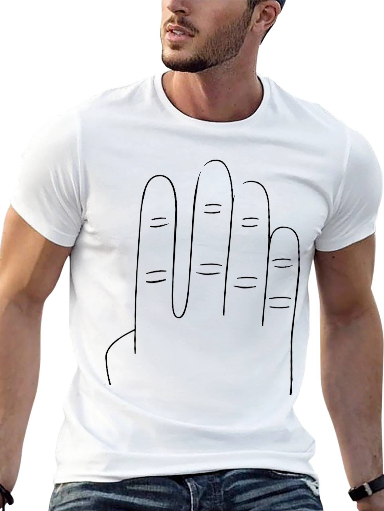 Minimalist Finger Design Black T-Shirt