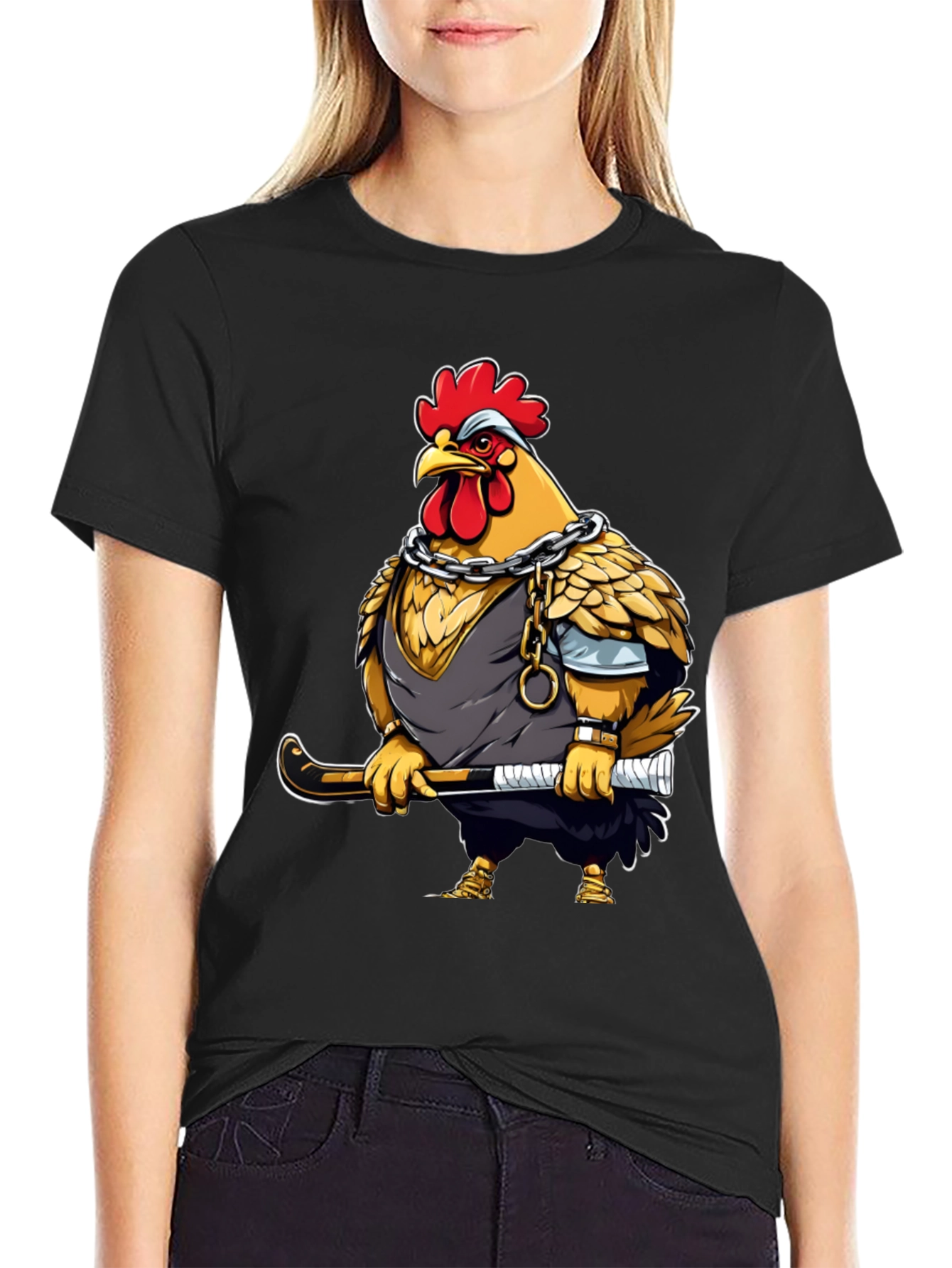 Hockey Chicken T-Shirt - Black Graphic Tee