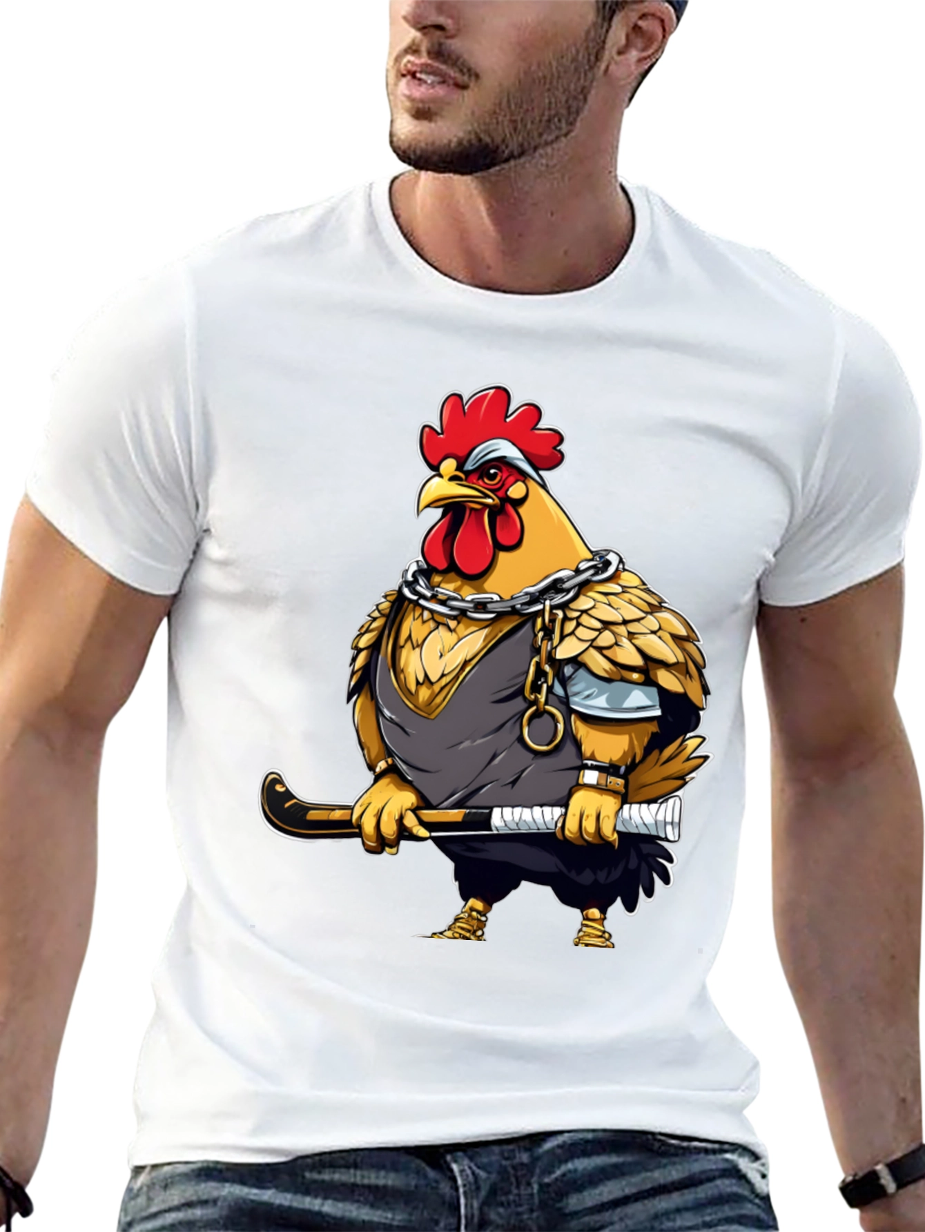 Hockey Chicken T-Shirt - Black Graphic Tee