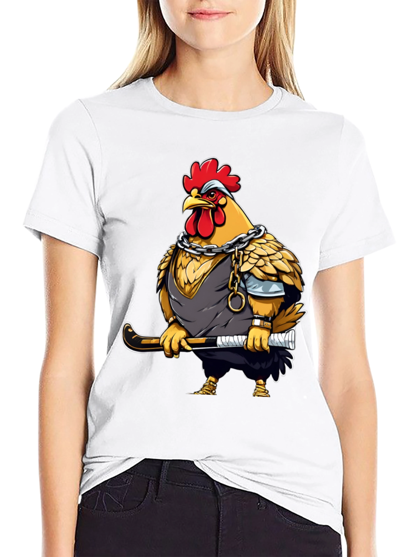 Hockey Chicken T-Shirt - Black Graphic Tee