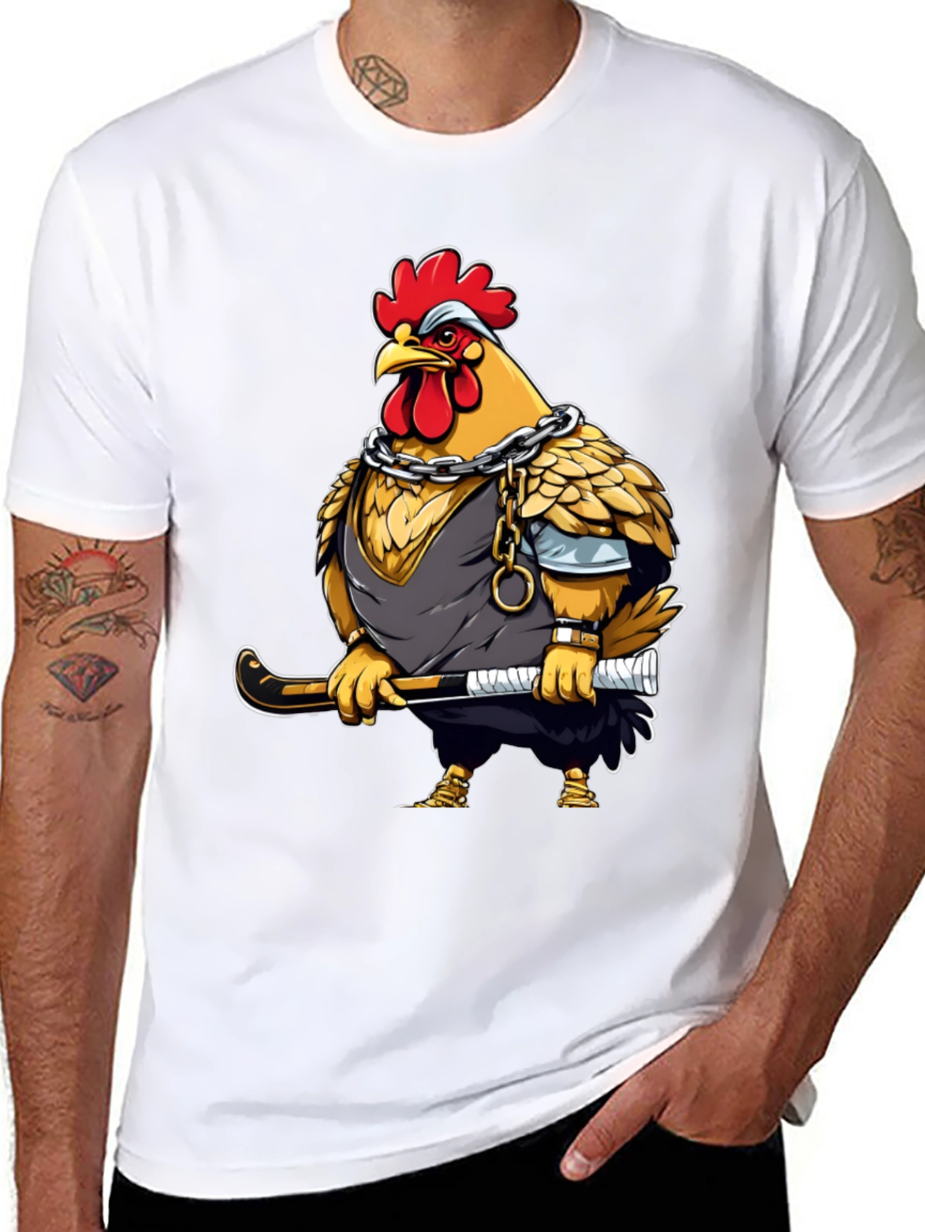 Hockey Chicken T-Shirt - Black Graphic Tee