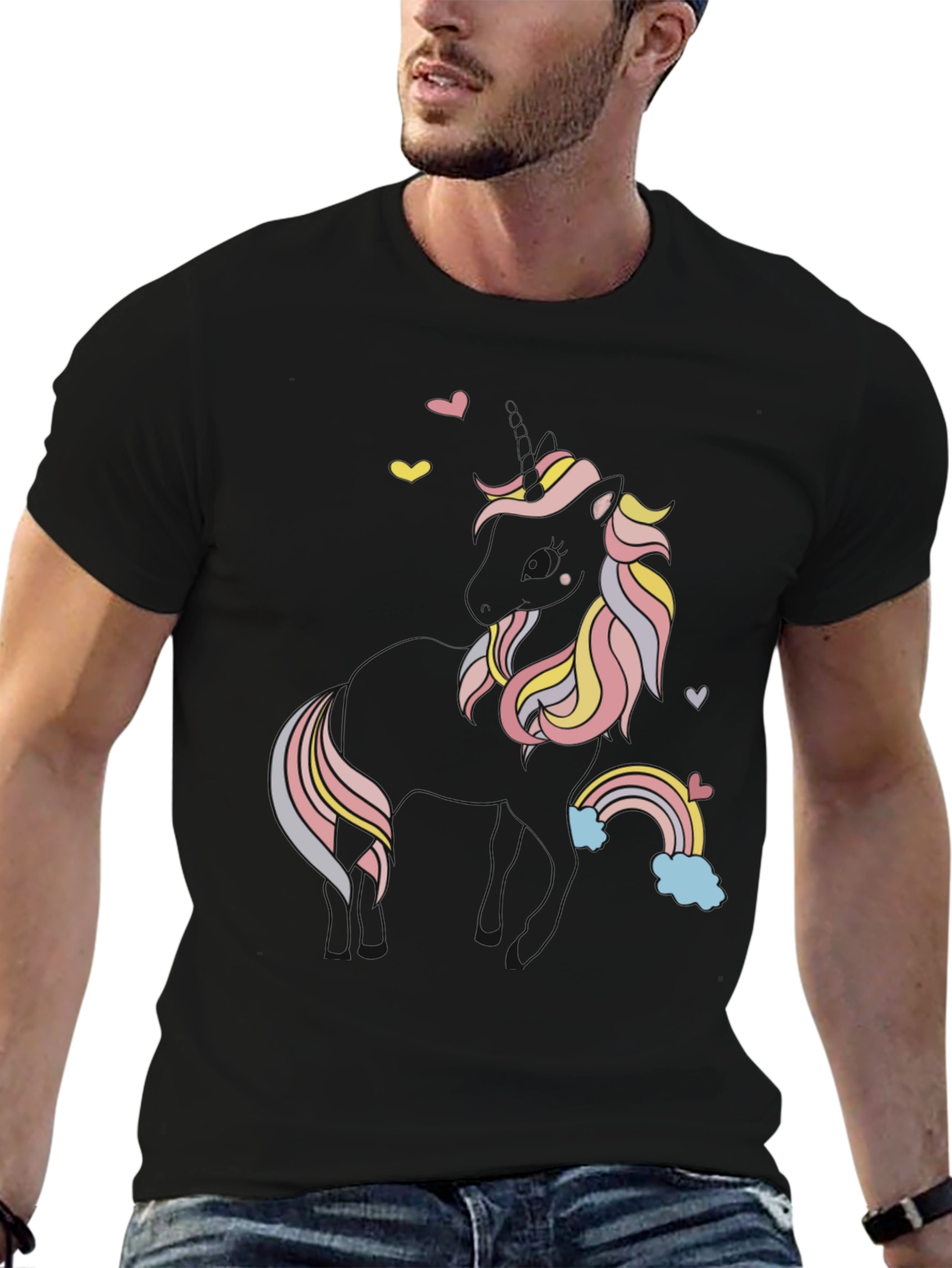 Unicorn Graphic Black Tee Shirt