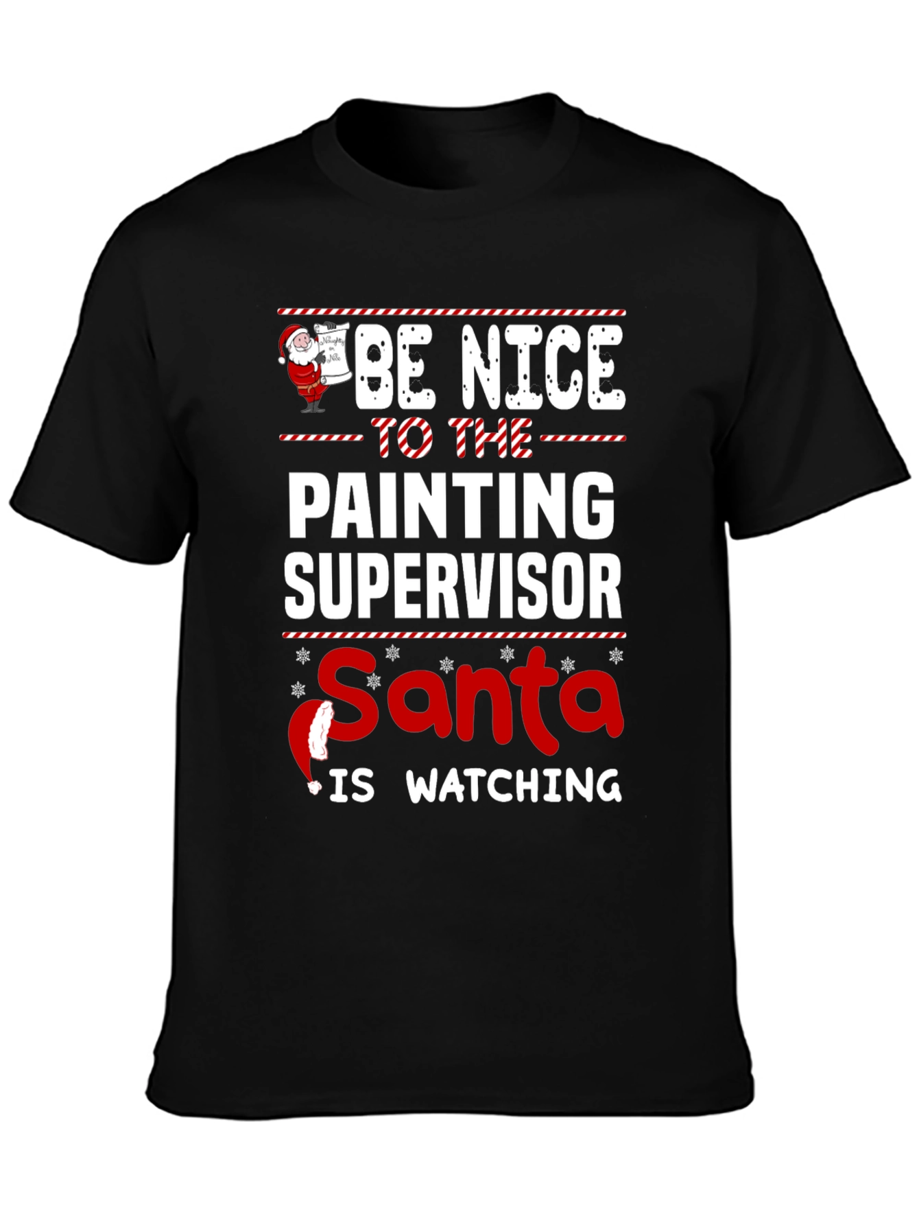 Funny Christmas Painting Supervisor Santa T-Shirt