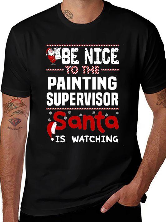 Funny Christmas Painting Supervisor Santa T-Shirt