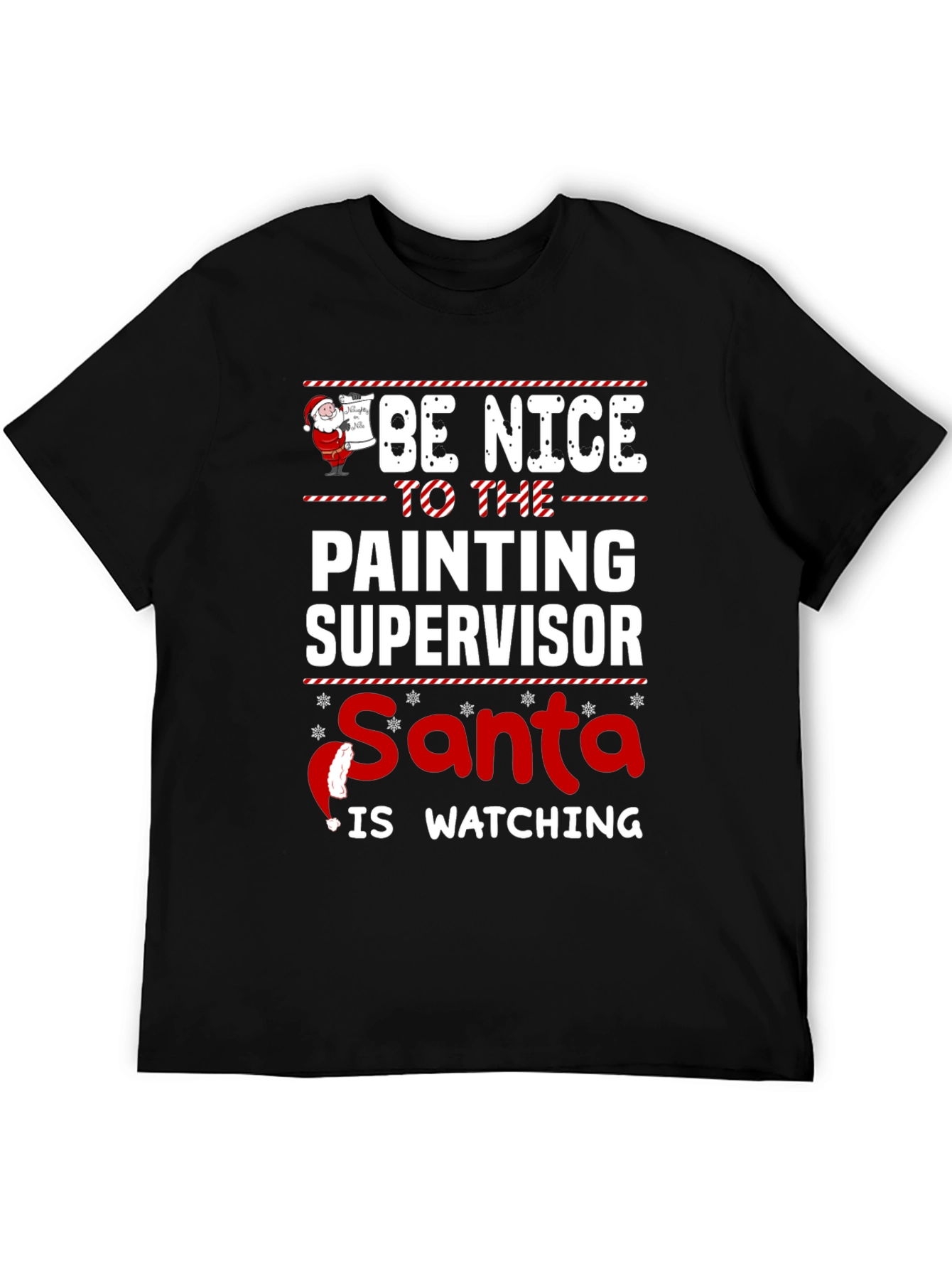 Funny Christmas Painting Supervisor Santa T-Shirt