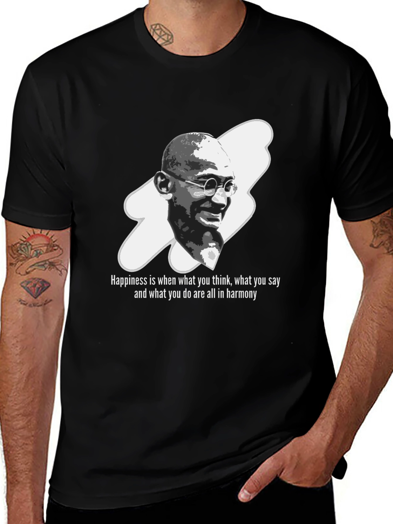 Gandhi Quote Graphic Black T-Shirt