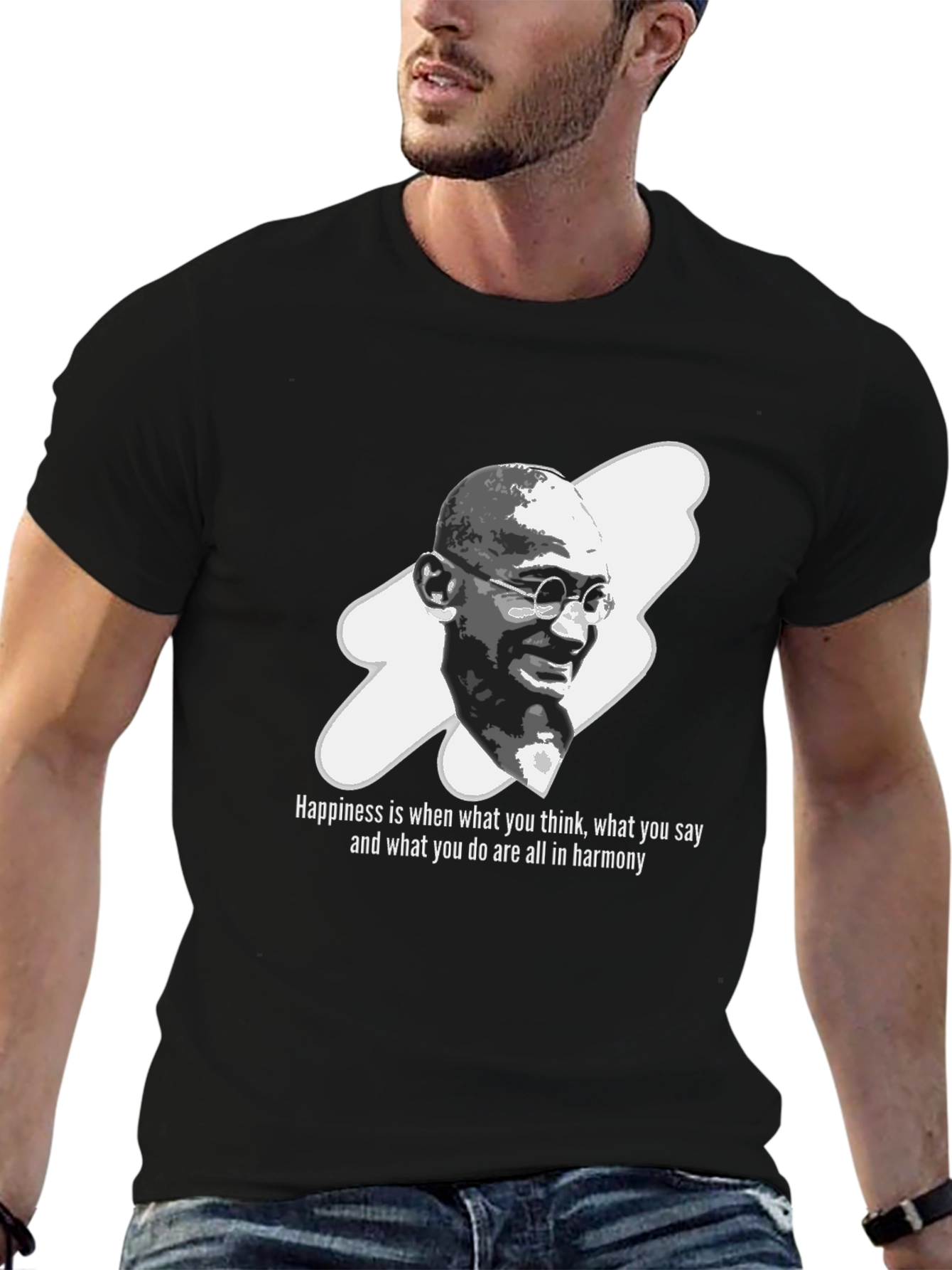 Gandhi Quote Graphic Black T-Shirt