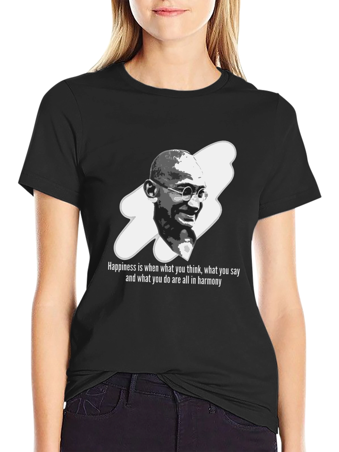 Gandhi Quote Graphic Black T-Shirt