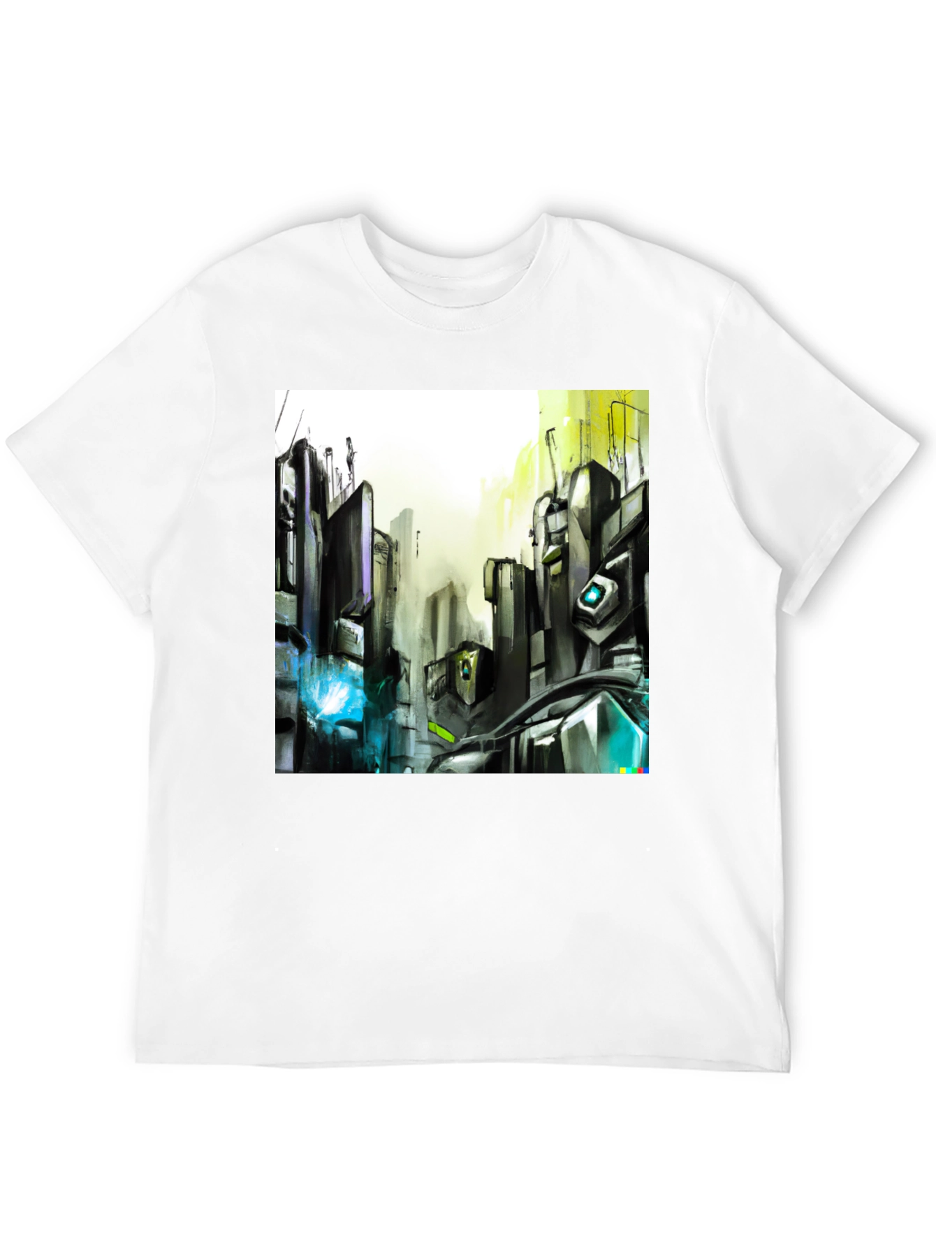 Urban Circuit Tee - Black Cotton Futuristic Design