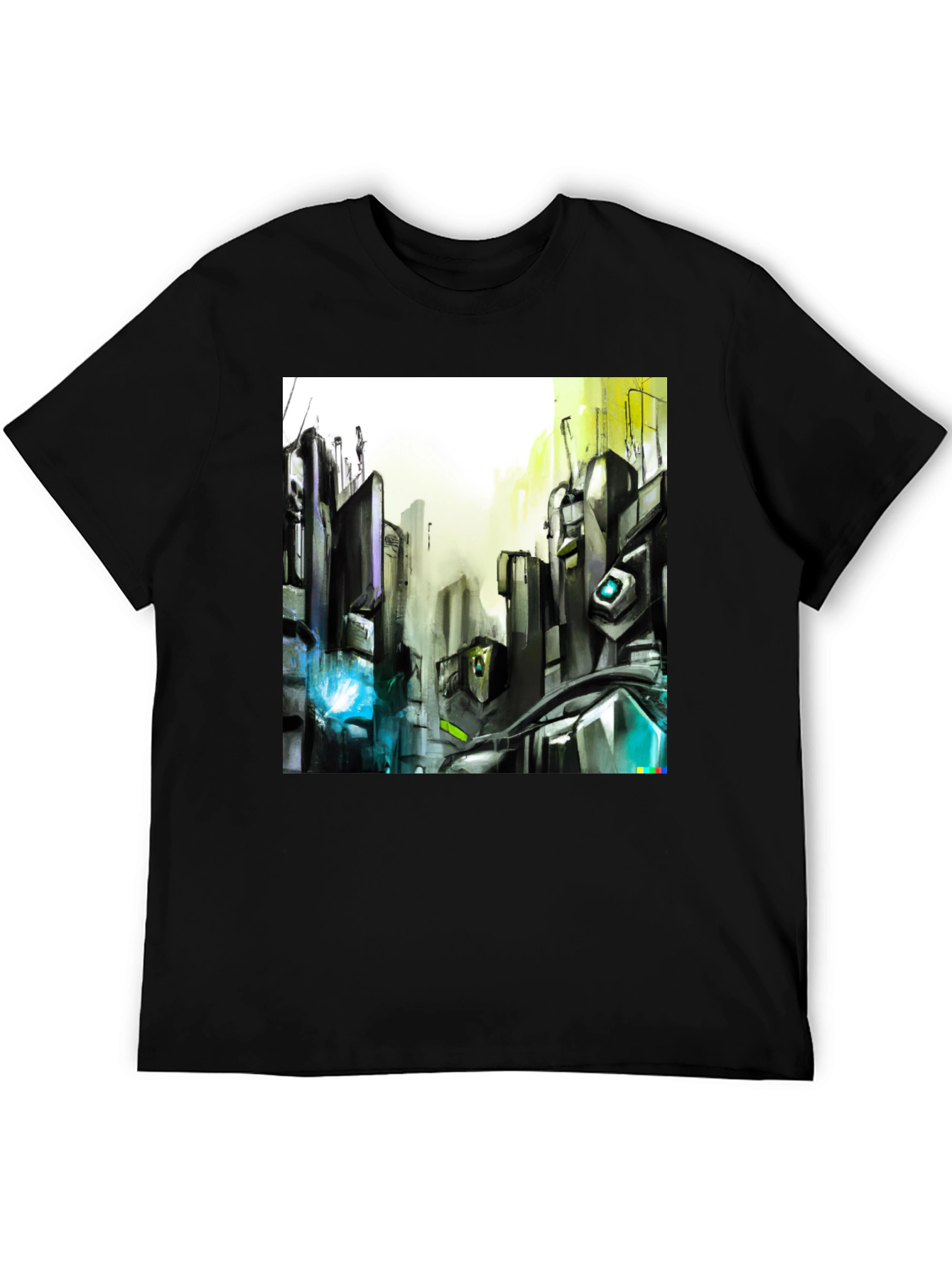 Urban Circuit Tee - Black Cotton Futuristic Design