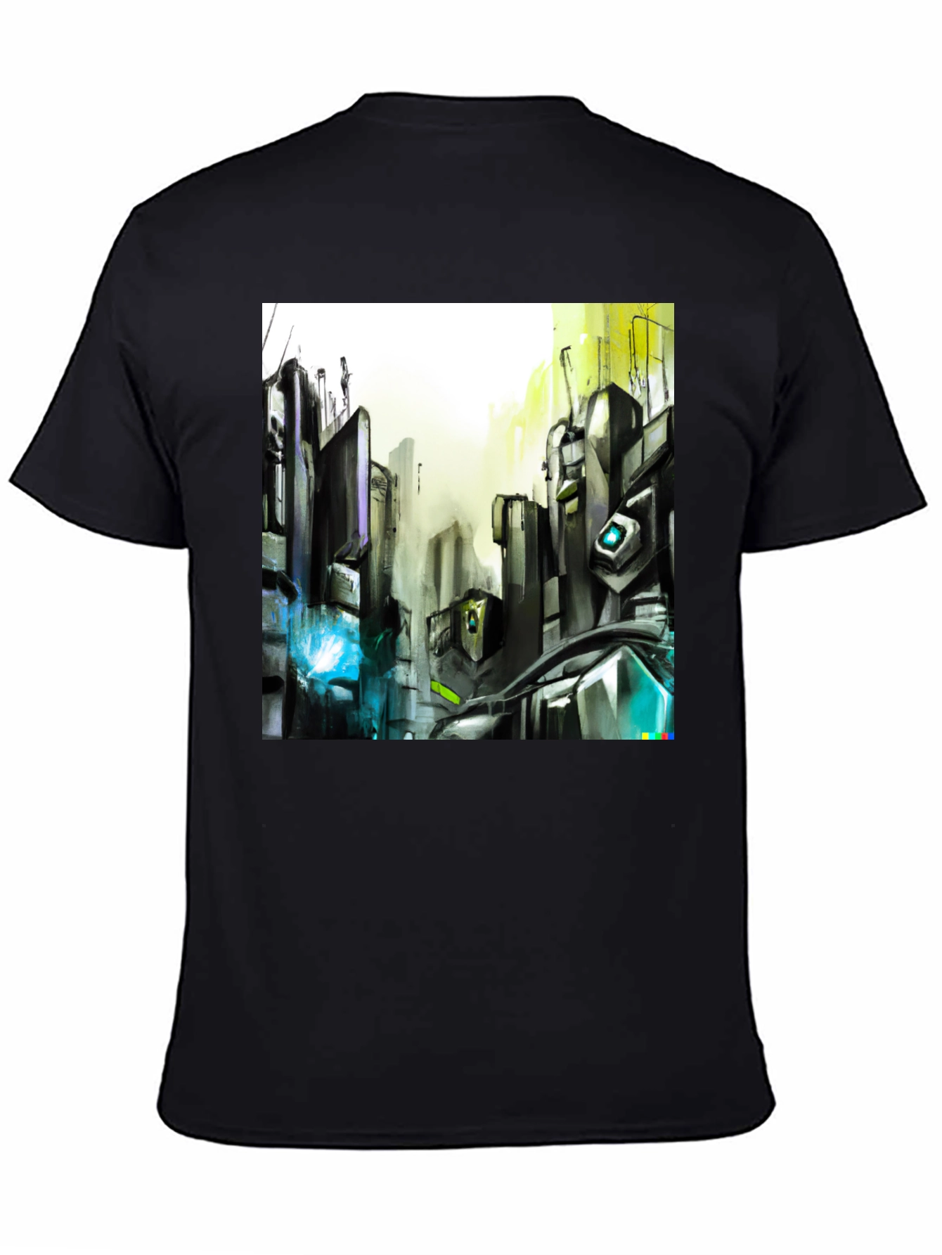 Urban Circuit Tee - Black Cotton Futuristic Design