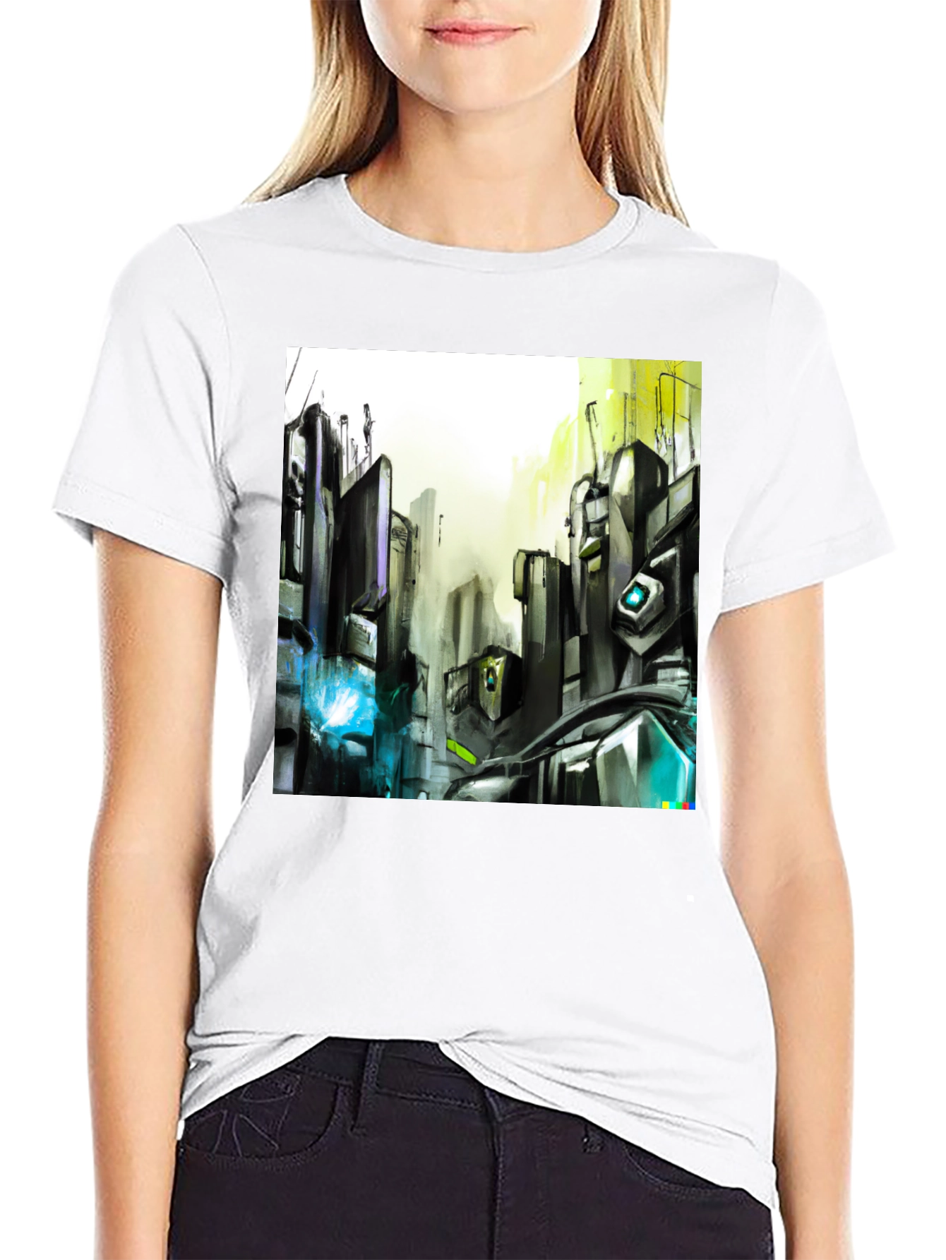 Urban Circuit Tee - Black Cotton Futuristic Design