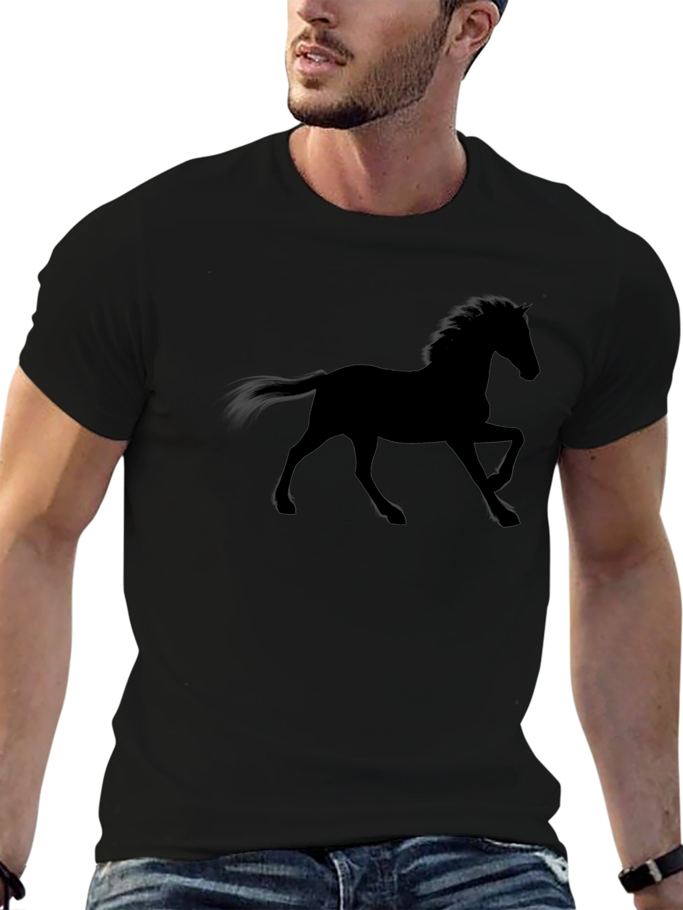 Mens Black Horse Silhouette Graphic Tee