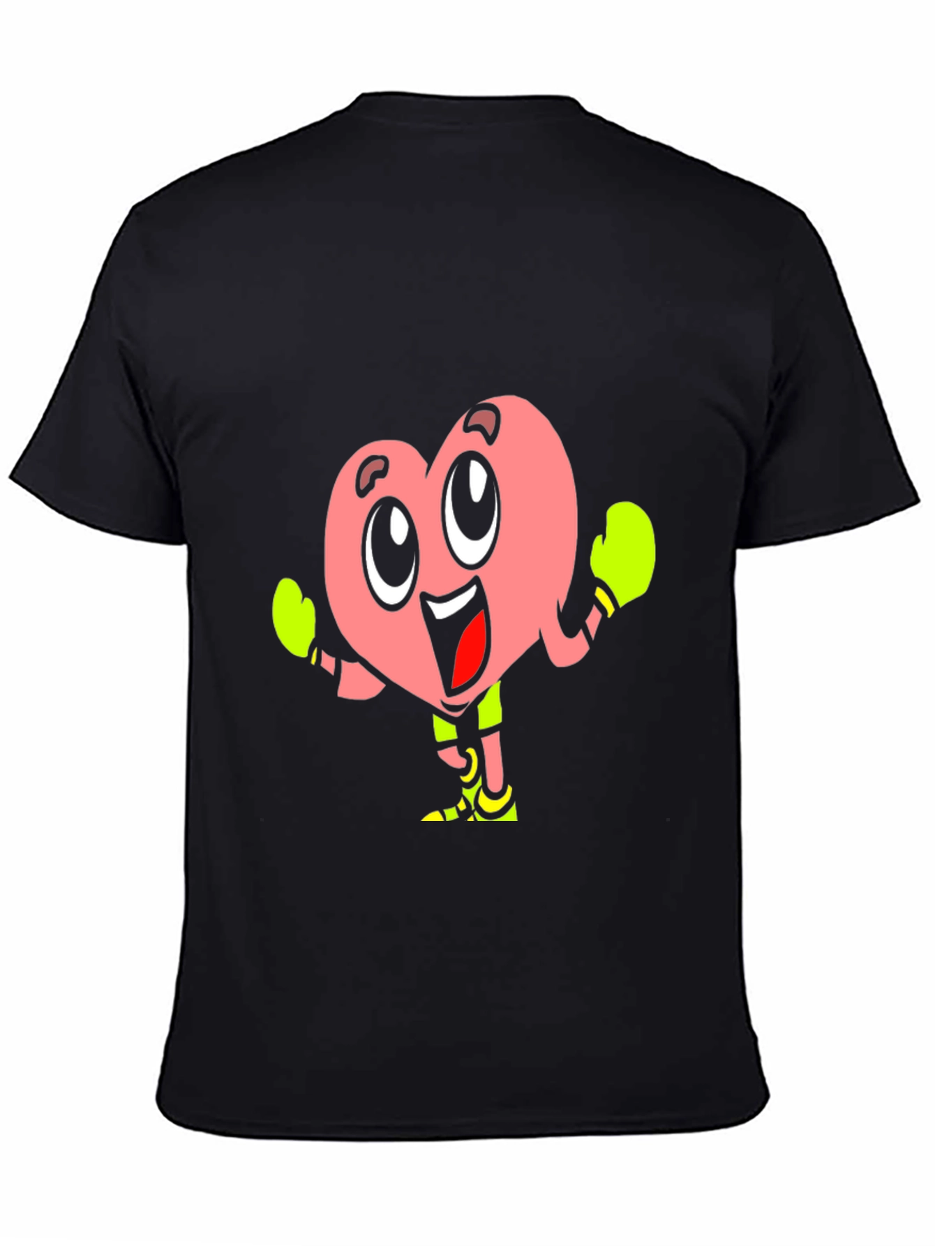 Cartoon Heart Boxer Black T-Shirt