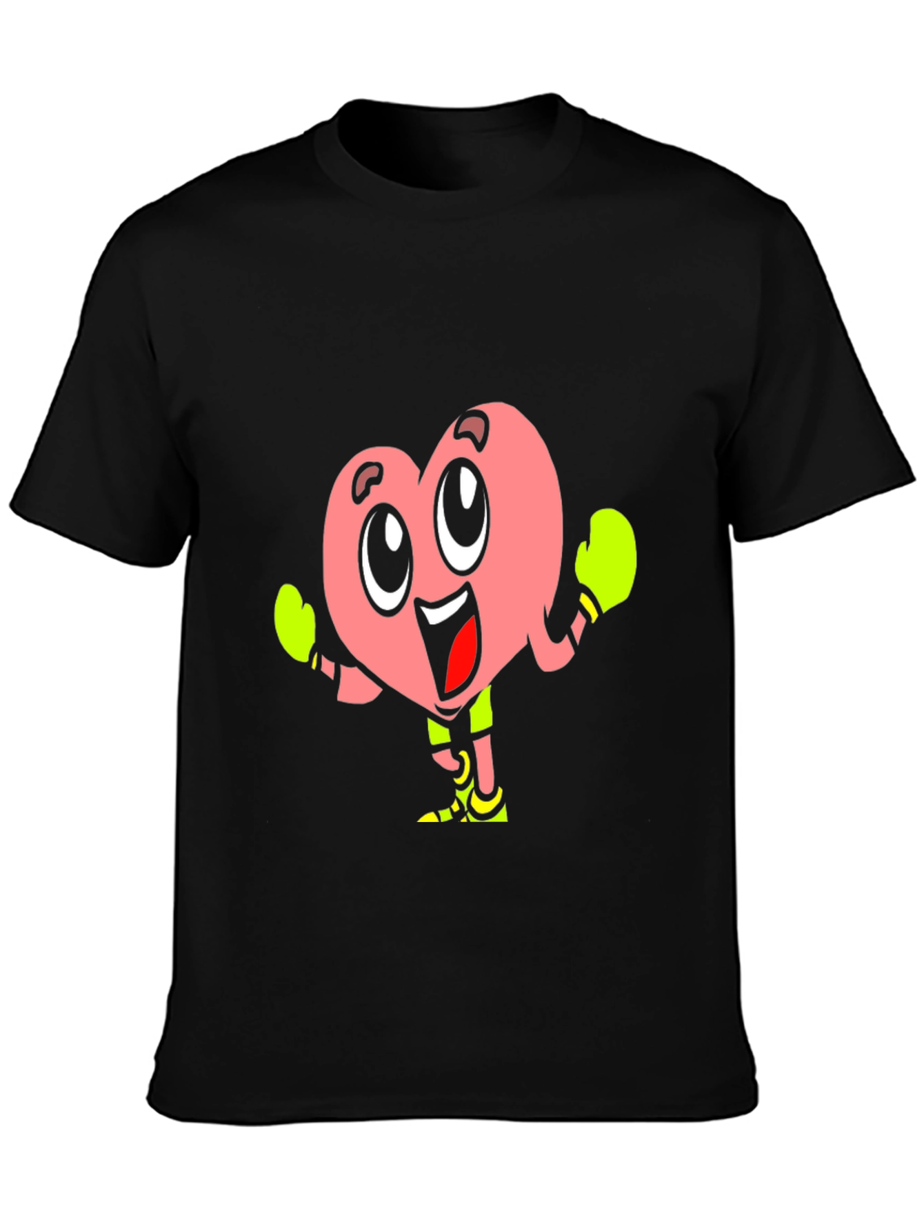 Cartoon Heart Boxer Black T-Shirt