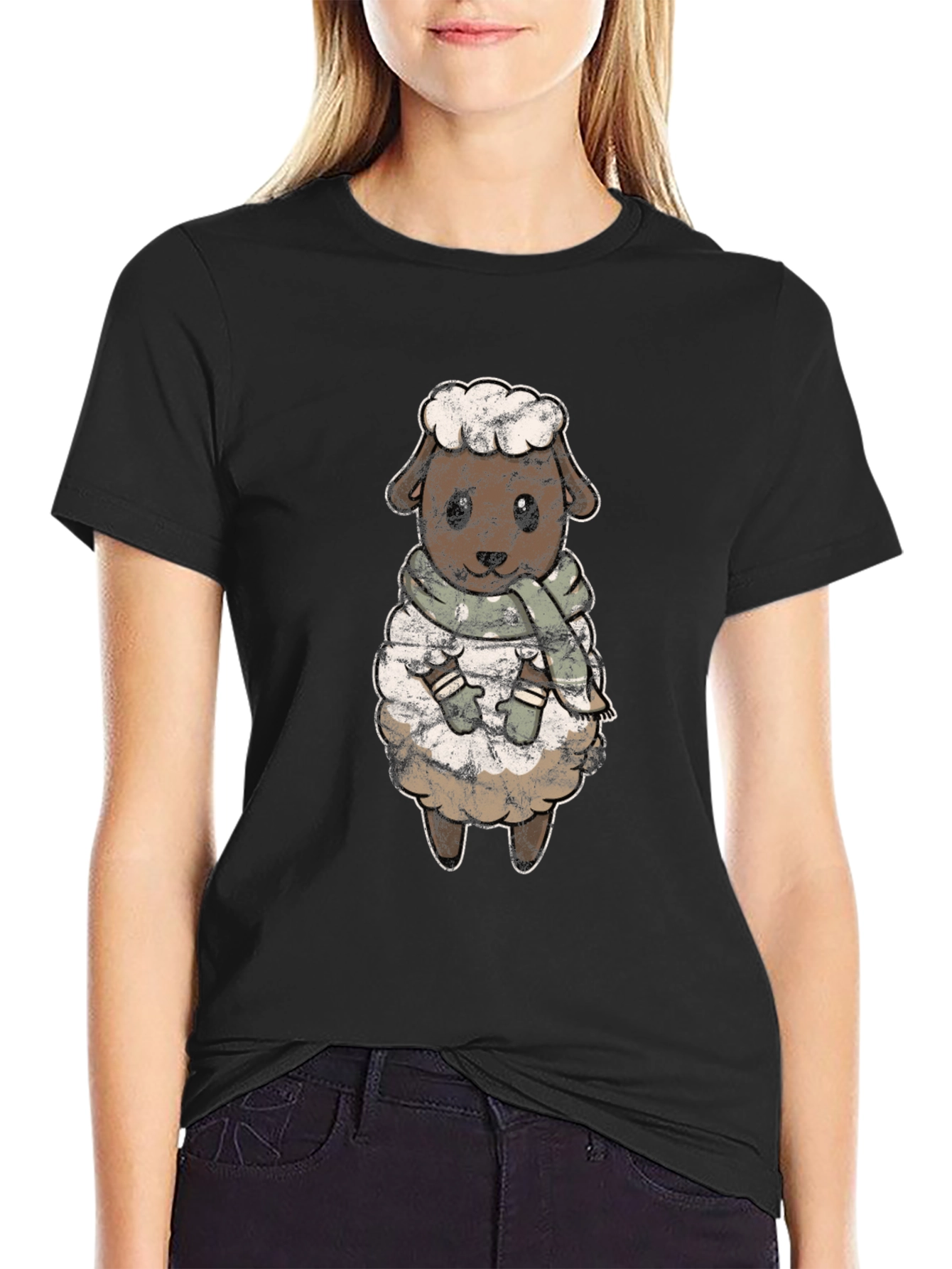 Cute Sheep Scarf T-Shirt