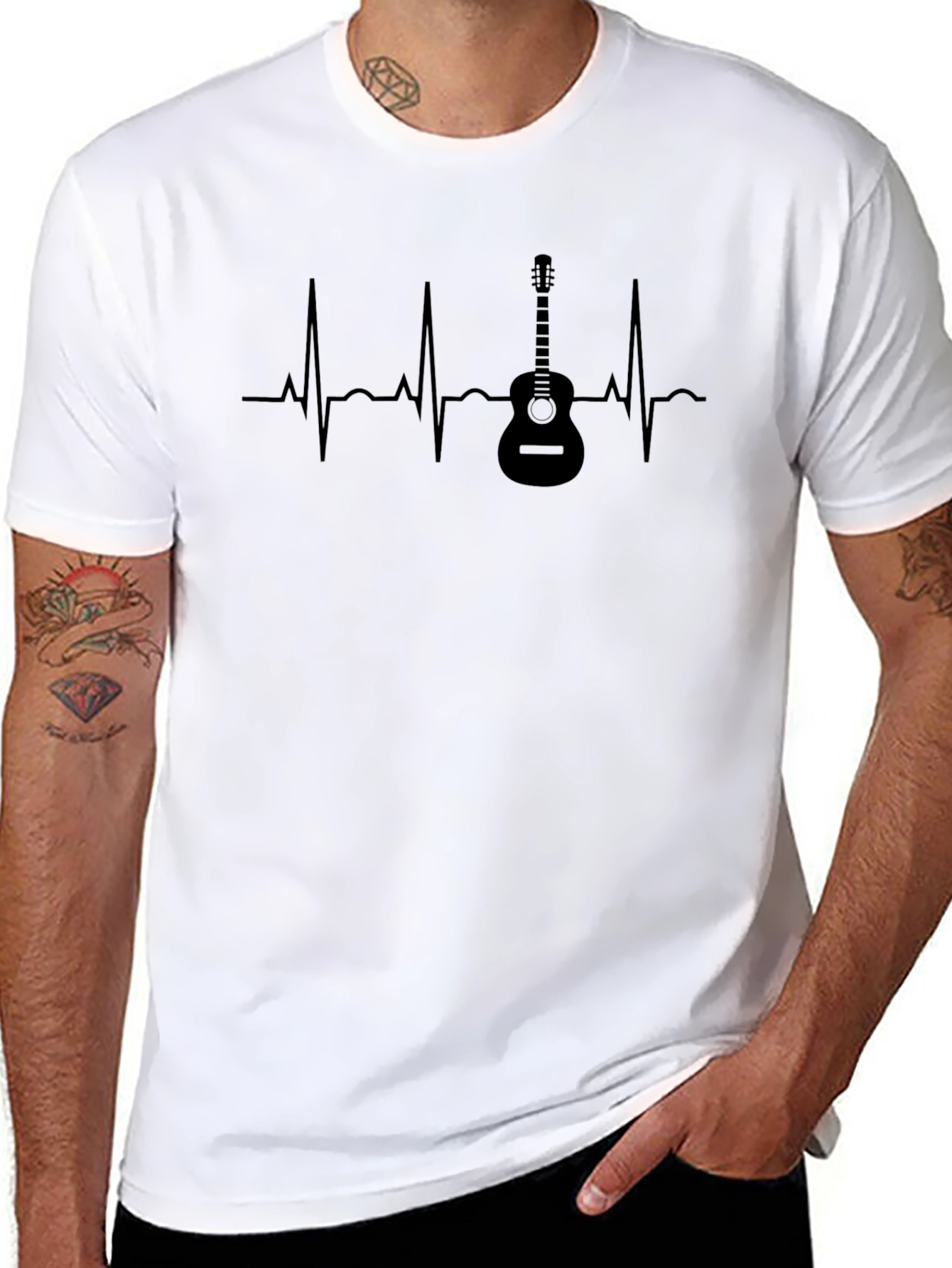 Guitar Heartbeat Graphic T-Shirt