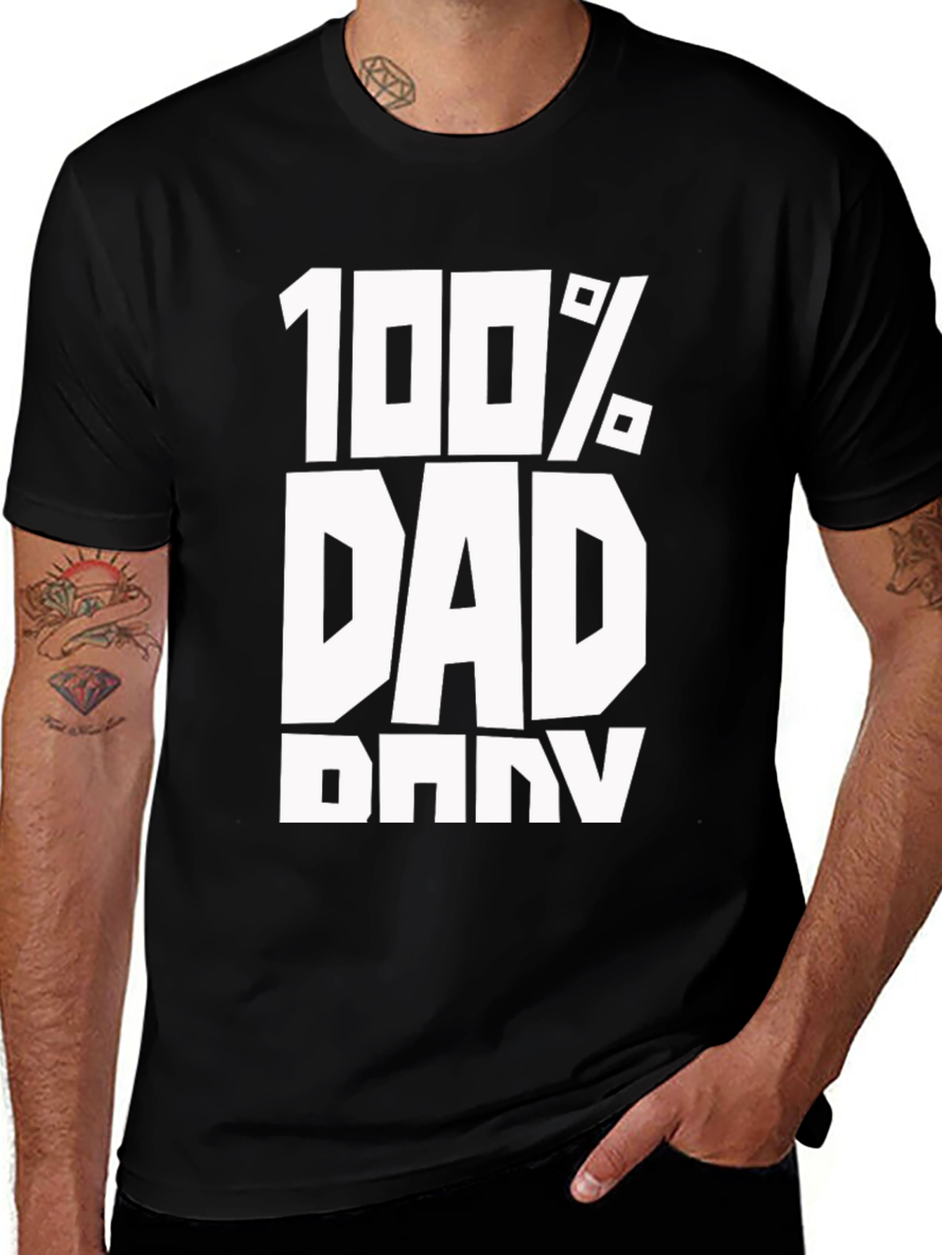 100% Dad Black T-Shirt - Fathers Day Gift