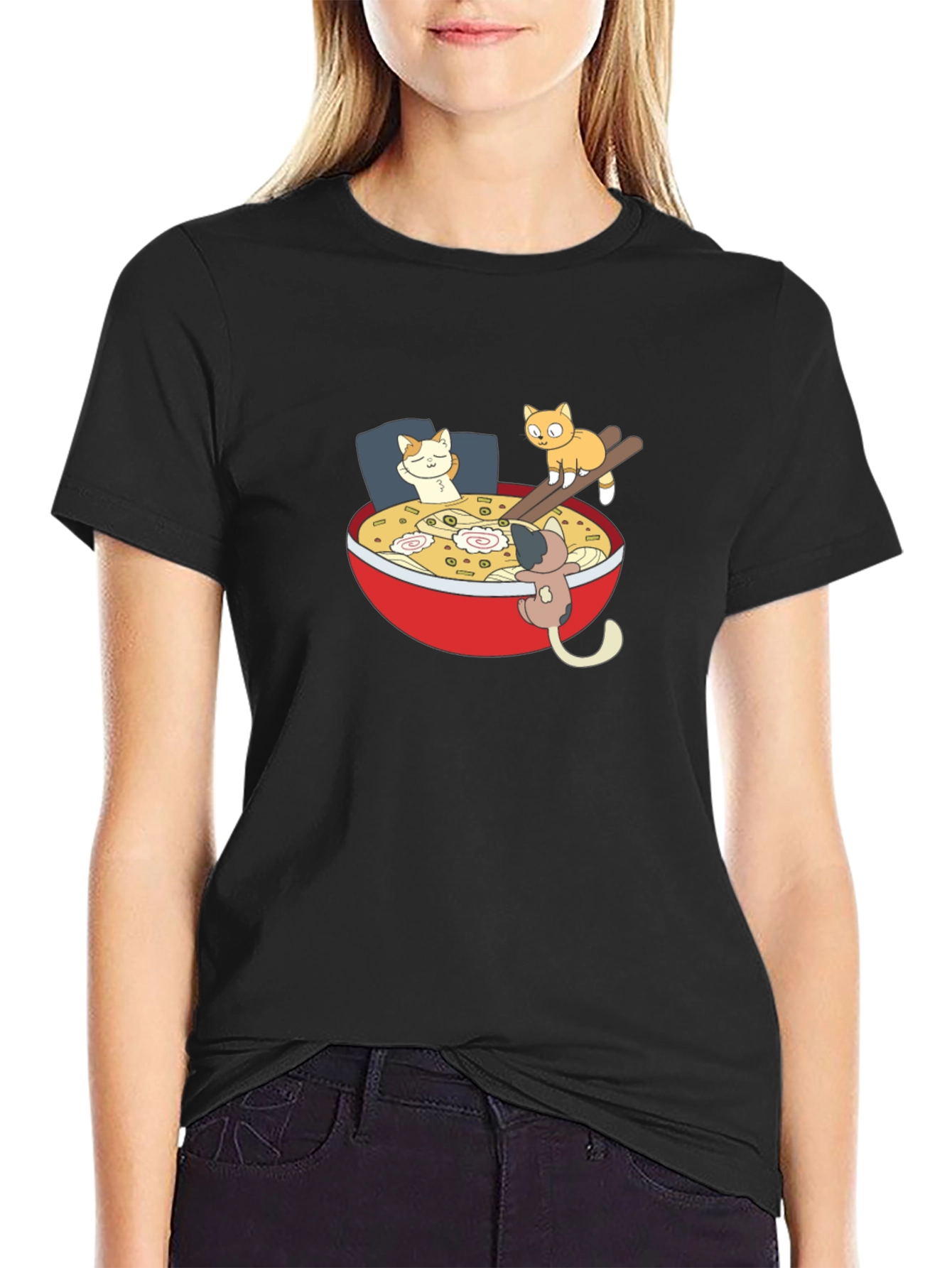 Ramen Cat Black T-Shirt