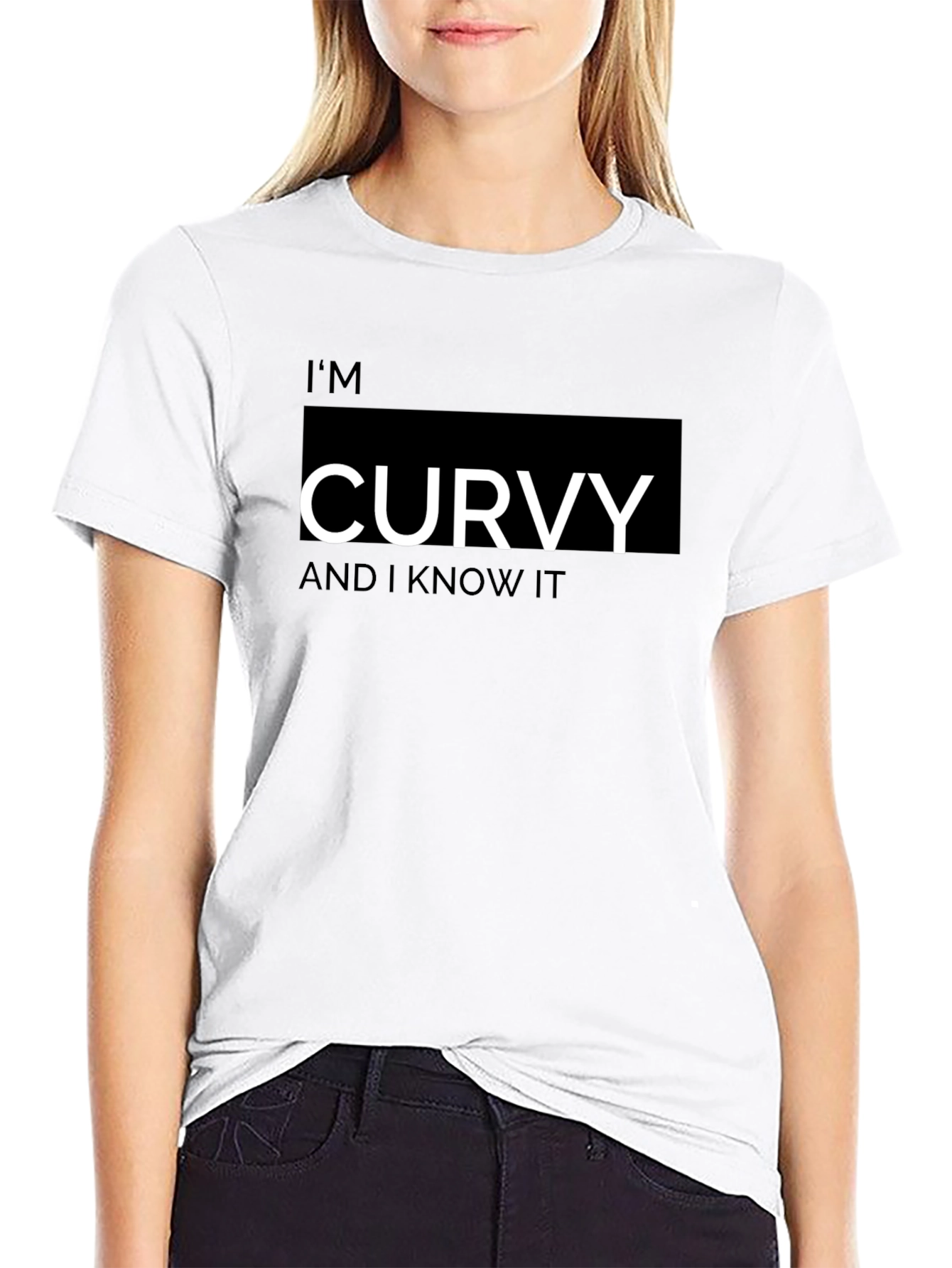 Im Curvy And I Know It Black T-Shirt