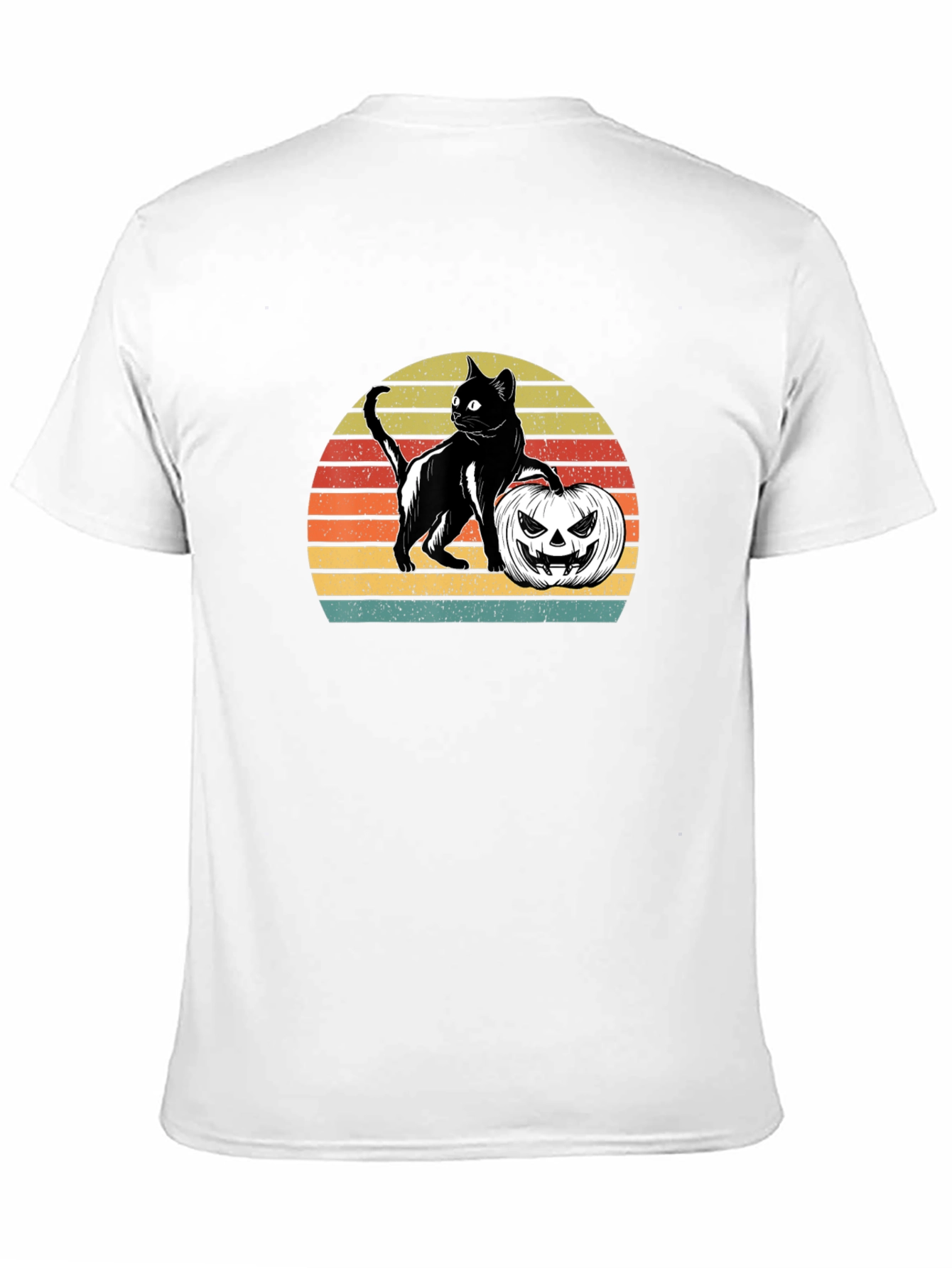 Halloween Cat Pumpkin Retro T-Shirt