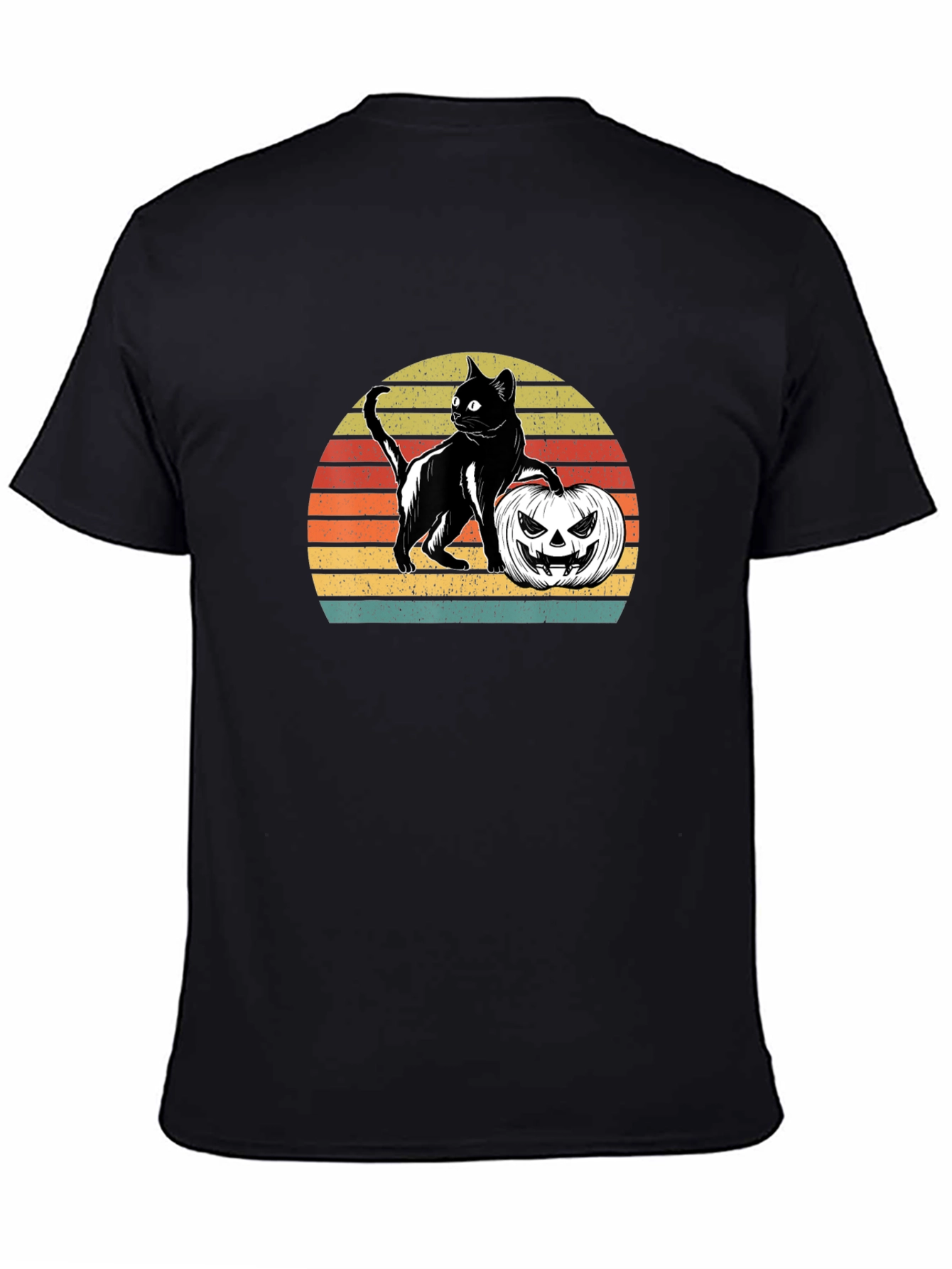 Halloween Cat Pumpkin Retro T-Shirt