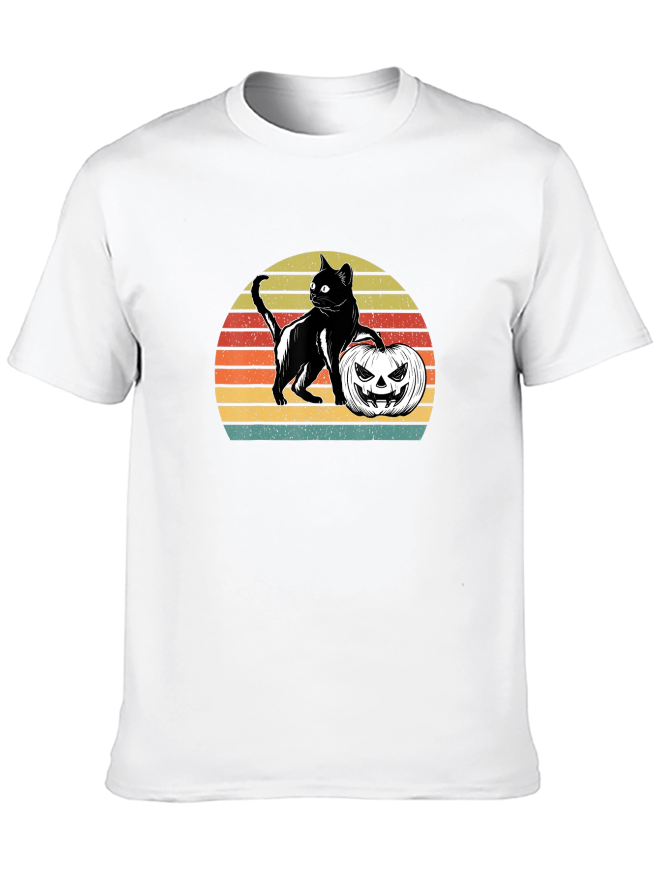 Halloween Cat Pumpkin Retro T-Shirt