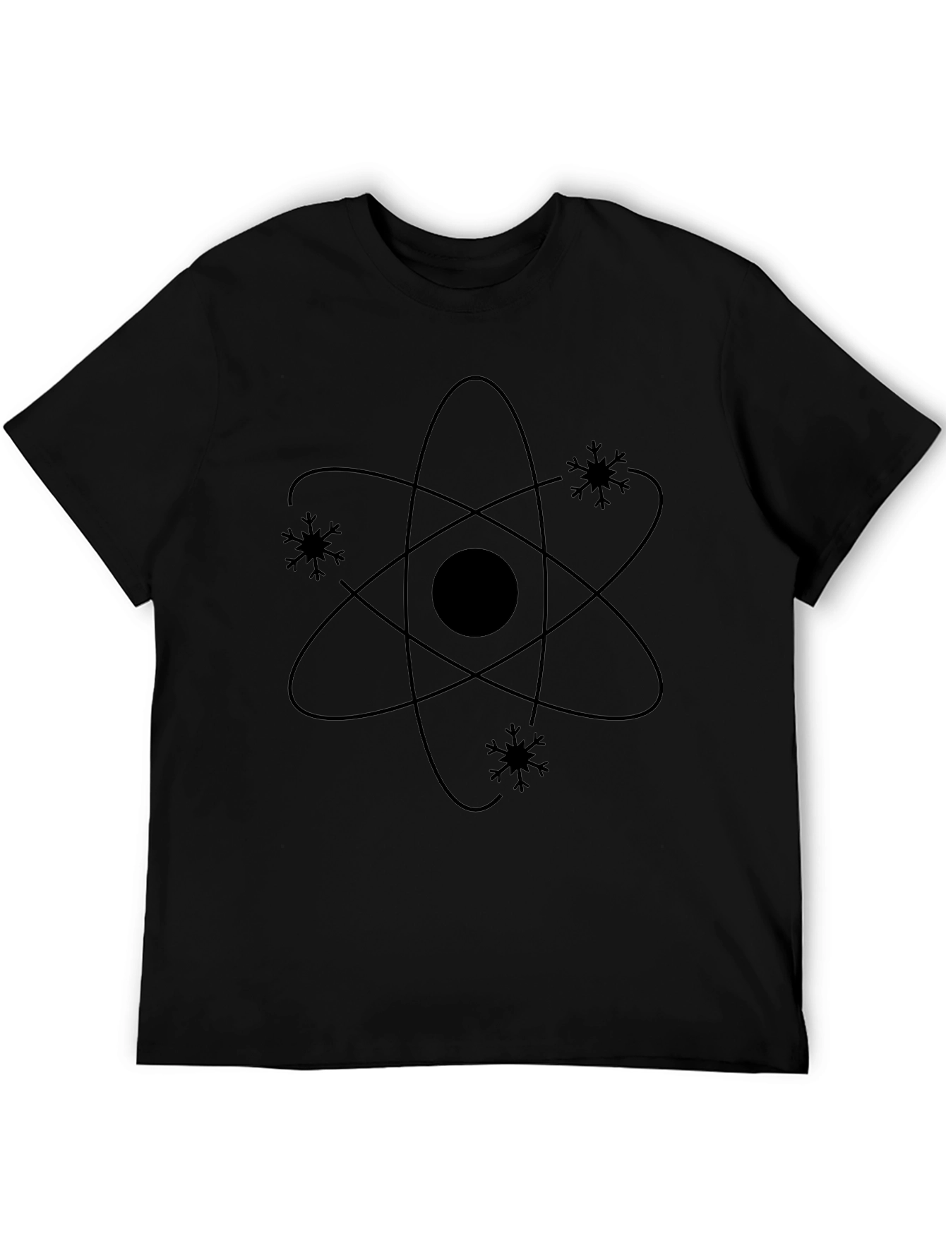 Atom Snowflake Black T-Shirt - Science Geek Style