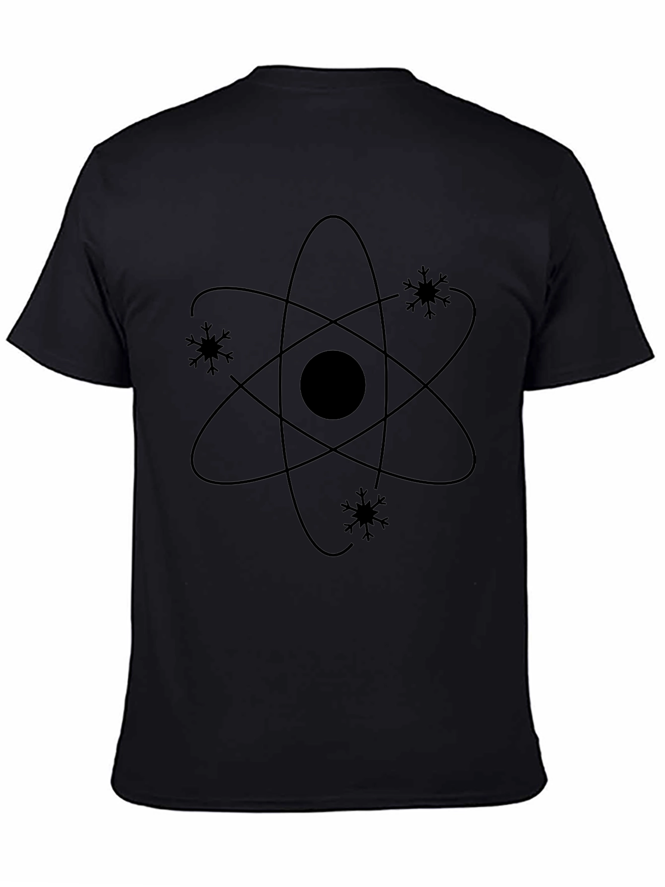 Atom Snowflake Black T-Shirt - Science Geek Style